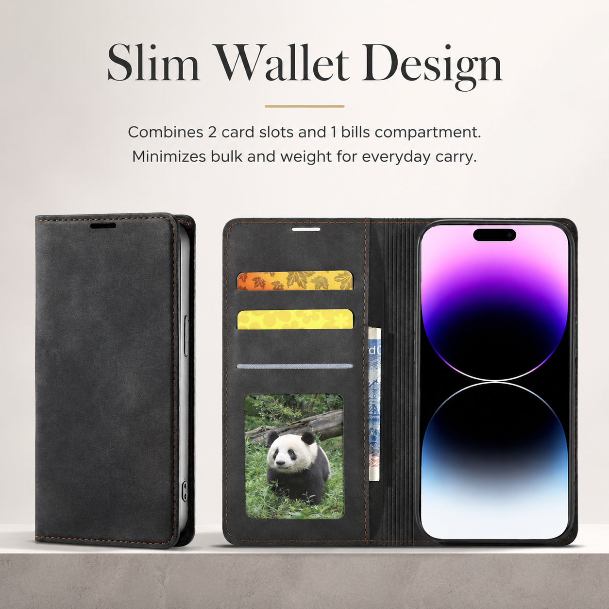 Premium iPhone Case MagSafe Compatible Wallet Flip Cover Card Holder Magnetic Closure Shockproof Camera Lens Protection Suede Leather Slim Full Coverage Cover