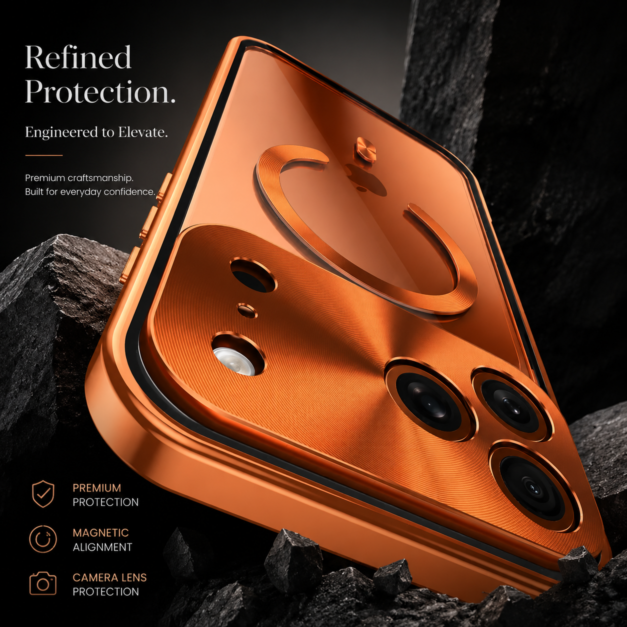 Premium iPhone Case MagSafe Compatible Magnetic Aluminum Frame Privacy Screen Protector Clear Back Shockproof Camera Lens Guard Slim Full Coverage