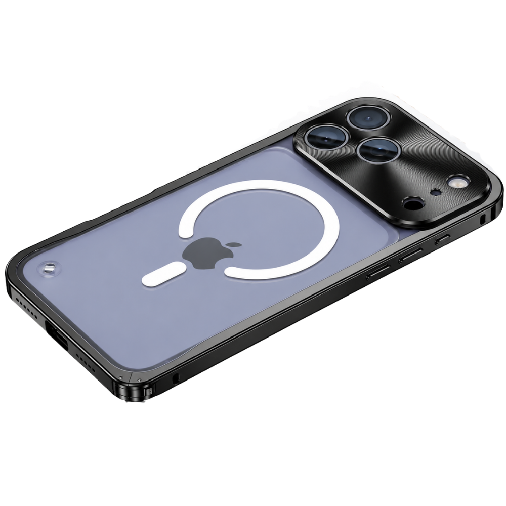 Premium iPhone Case MagSafe Compatible Magnetic Aluminum Bumper Frame Matte Transparent Back Shockproof Protective Camera Lens Guard Slim Full Coverage