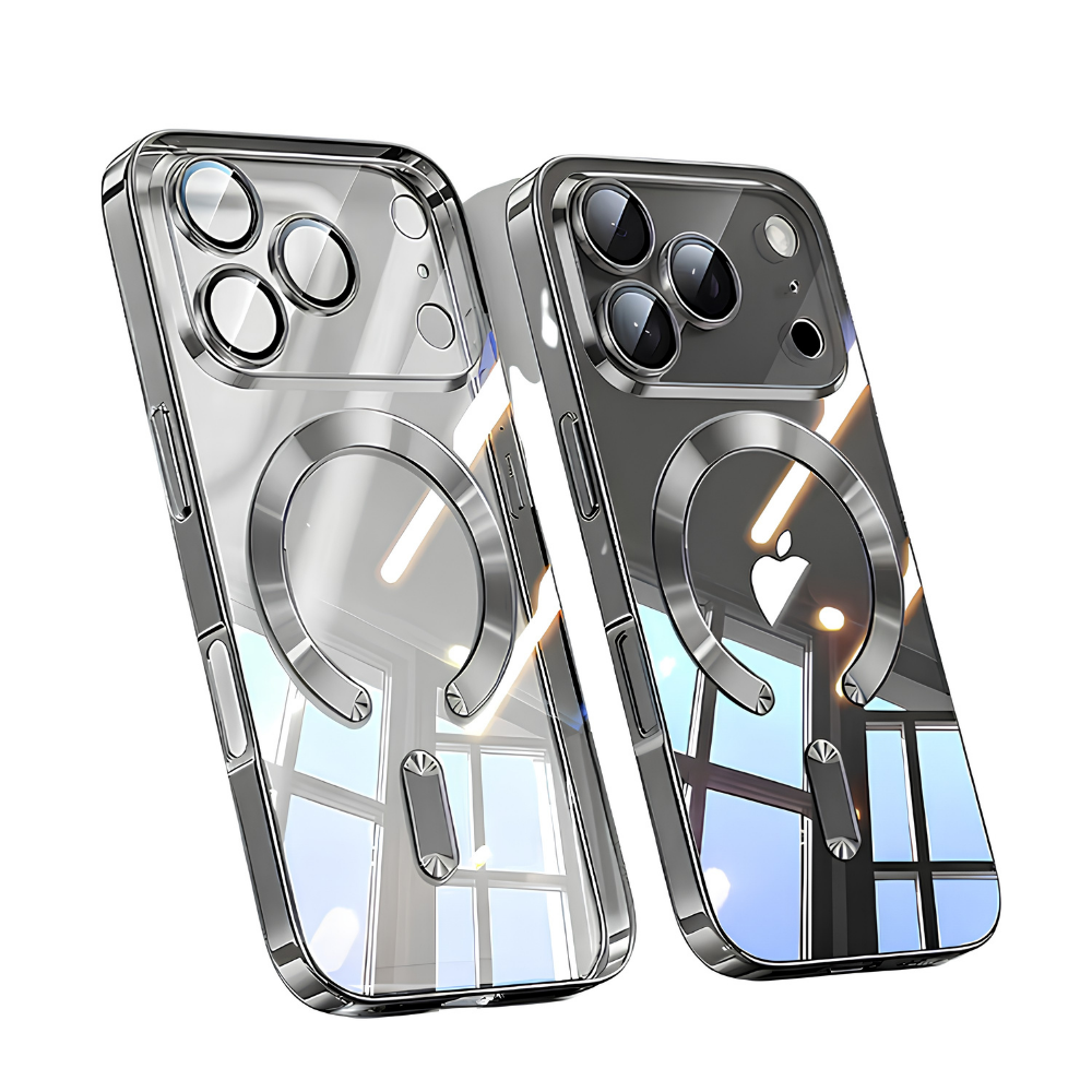 Premium iPhone Case Magnetic Clear Cover MagSafe Compatible Wireless Charging Soft TPU Shock Absorbing Transparent Plating Finish Slim Full Coverage Design