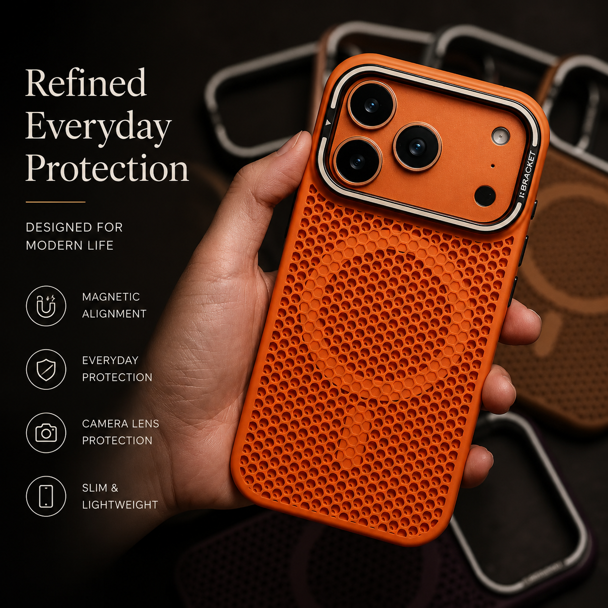 Premium iPhone Case MagSafe Compatible Magnetic Camera Stand Mesh Cooling Shockproof Protective Cover Anti Scratch Matte Camera Lens Protection Slim Full Coverage