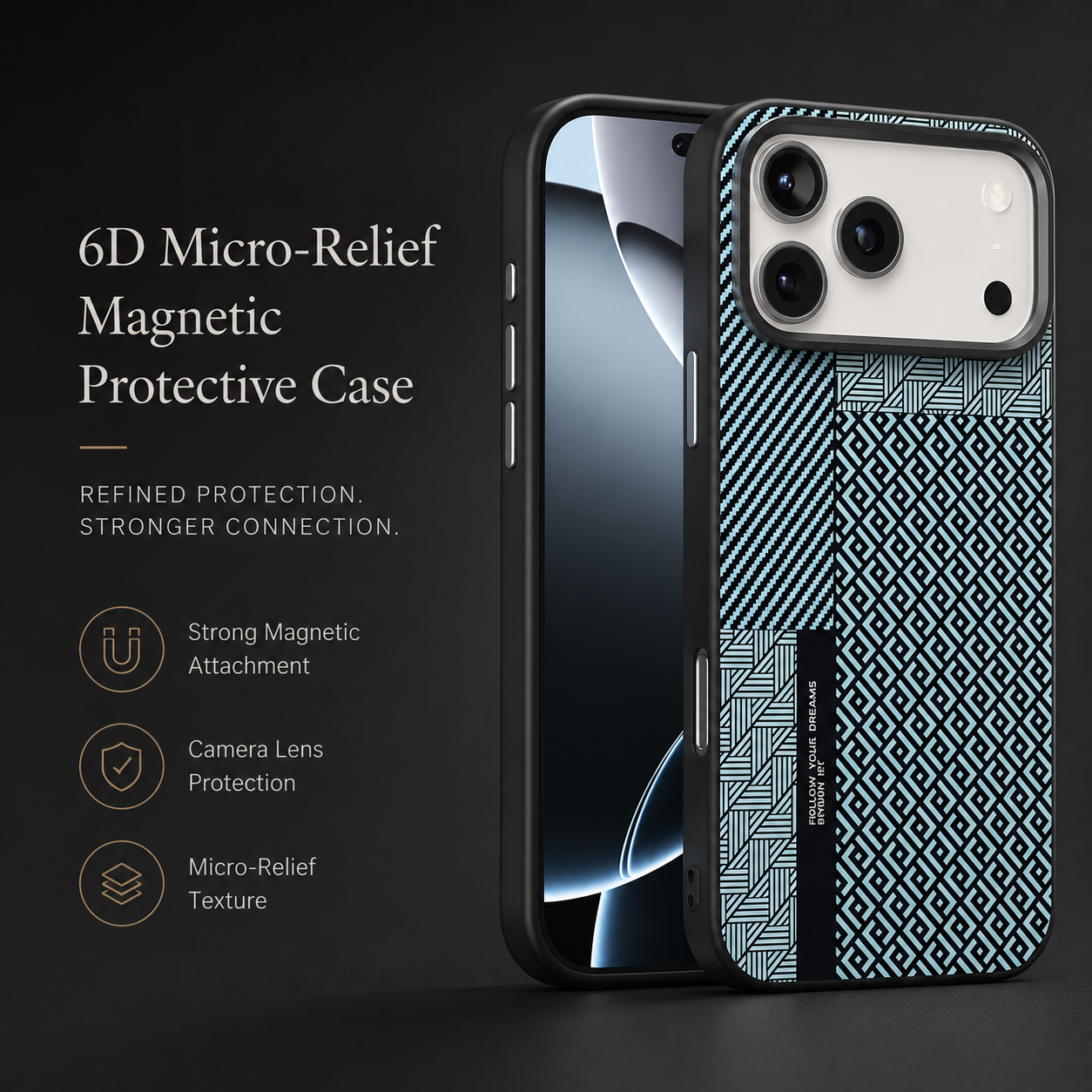 Premium iPhone Case Invisible Magnetic Cover Dual Layer Shockproof Matte Frosted Ultra Slim Full Coverage Camera Protection Anti Fingerprint Design