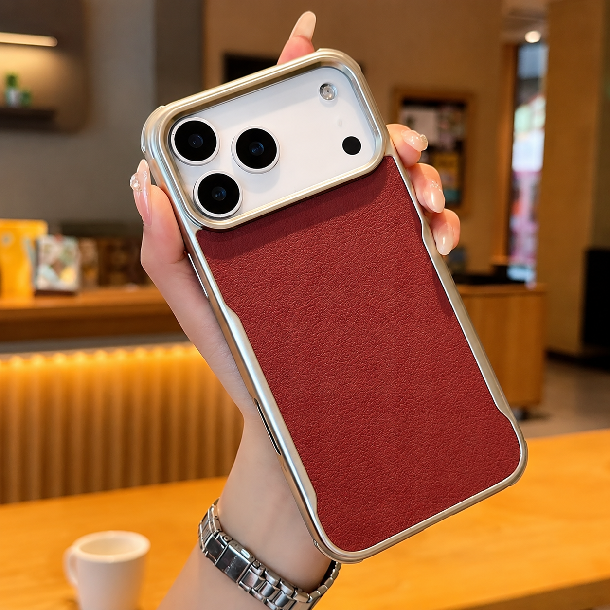 Premium iPhone Case MagSafe Compatible Magnetic PU Leather Protective Cover Metal Frame Shockproof Camera Lens Protection Anti Scratch Non Slip Full Coverage