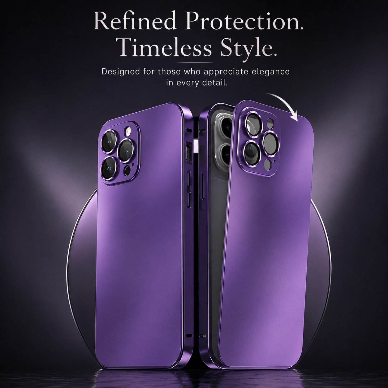 Premium iPhone Case Aluminum Metal Frame Protective Cover Shockproof Camera Lens Protection Wireless Charging Slim Lightweight PC Back Full Coverage