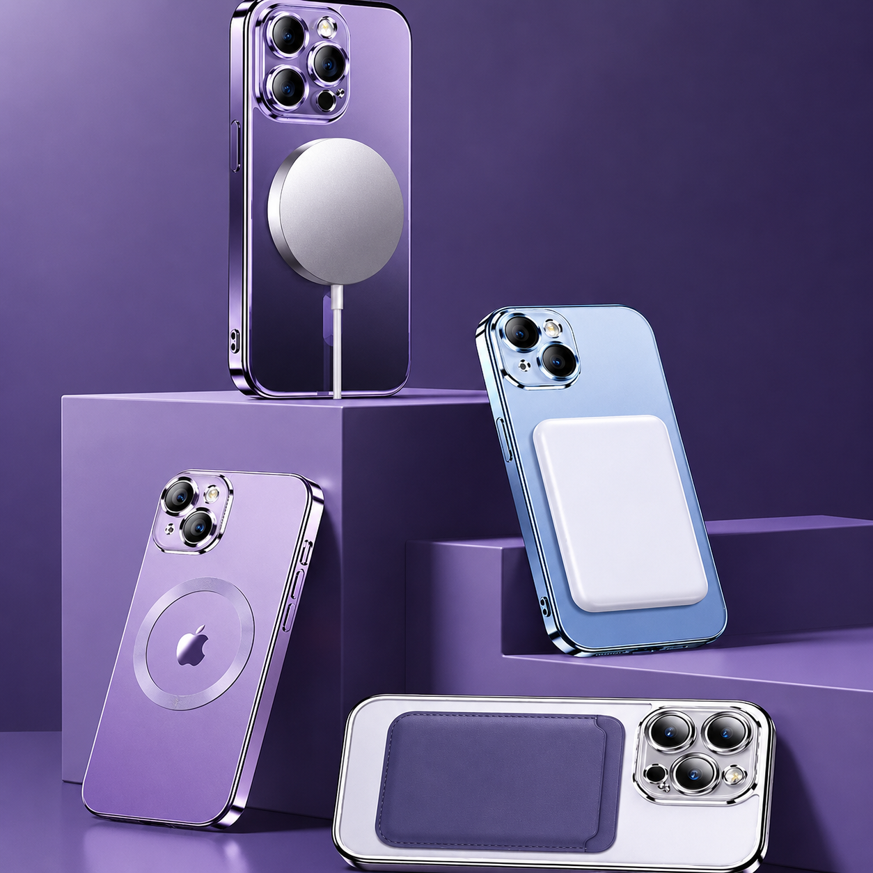 Premium iPhone Case MagSafe Compatible Magnetic Protective Cover Shockproof Camera Lens Protection Slim TPU Plating Frame Anti Scratch Full Coverage