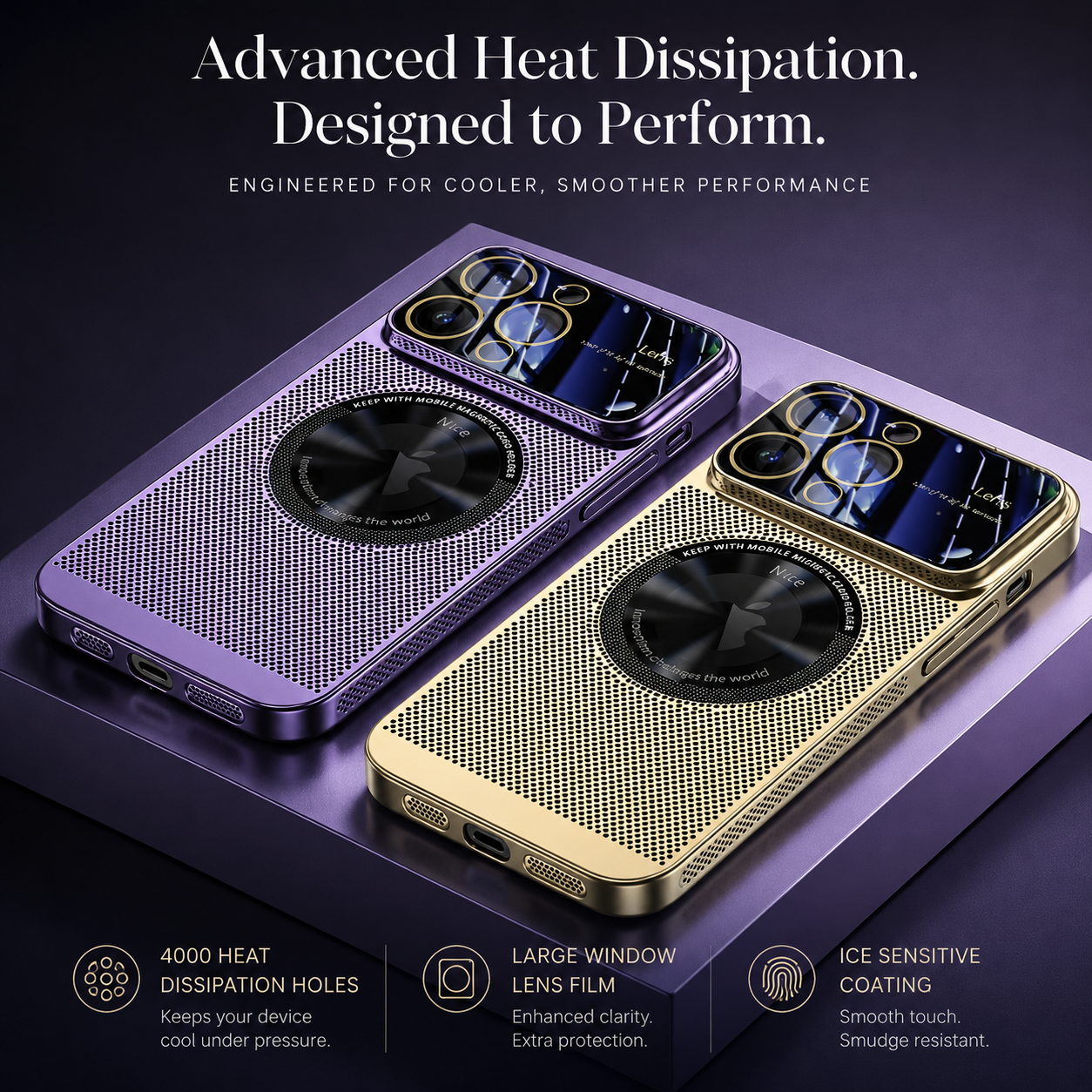 Premium iPhone Case MagSafe Compatible Magnetic Protective Cover Cooling Mesh Back Shockproof Camera Lens Protection Slim Full Coverage
