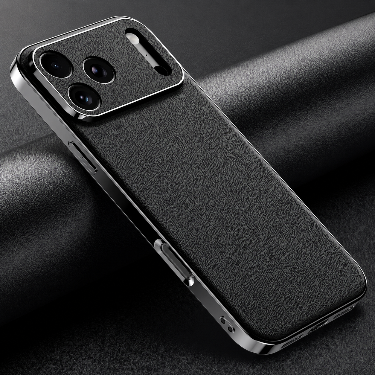 Premium iPhone Case Genuine Leather Cover Shockproof Protective Frame Full Camera Lens Protection Anti Slip Matte Finish Slim Full Coverage