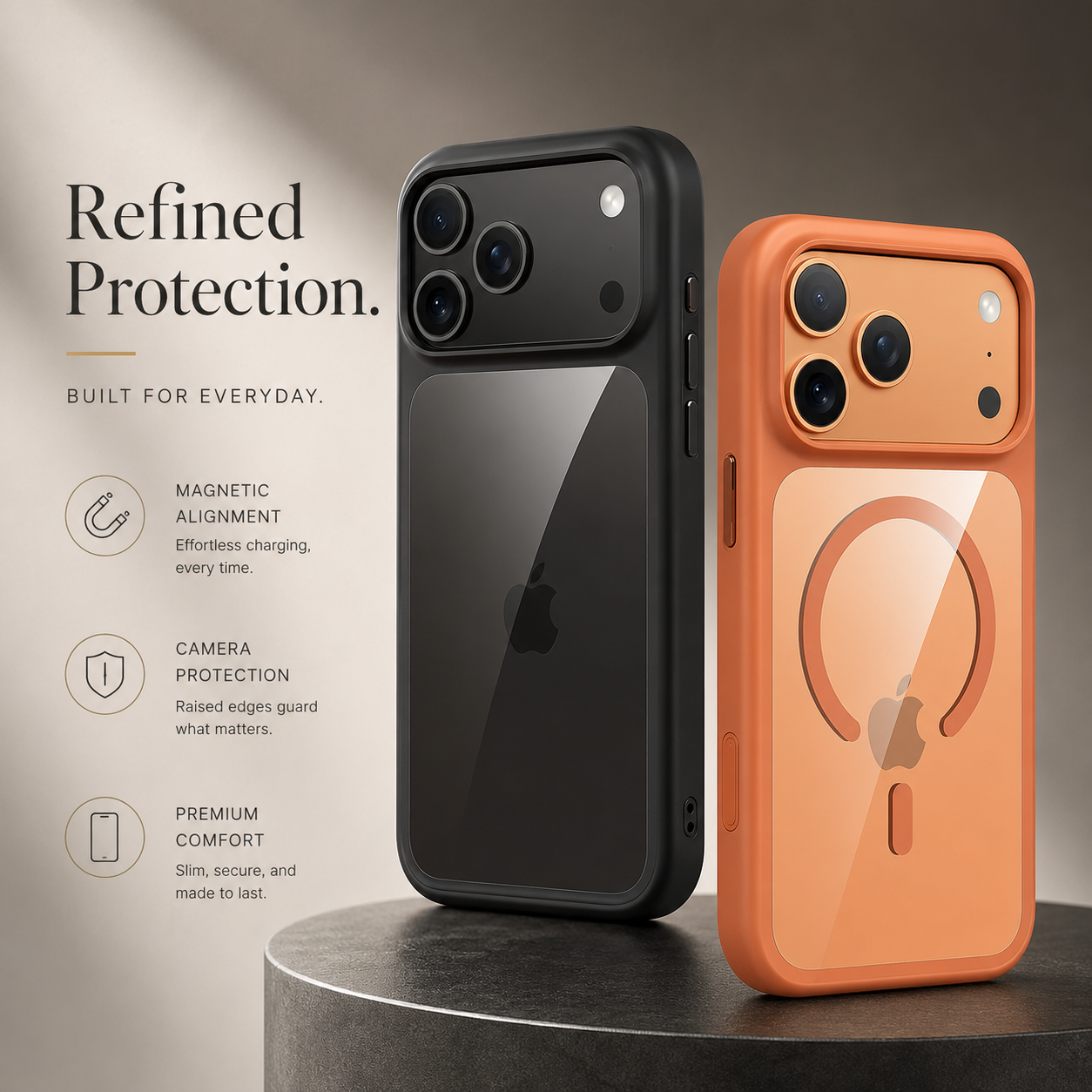 Premium iPhone Case MagSafe Compatible Clear Transparent Back Shockproof Armor Protective Cover Camera Control Button Anti Scratch Slim Full Coverage Design