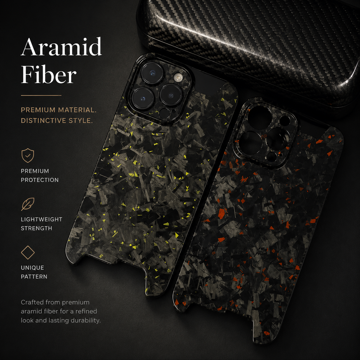 Premium iPhone Case Forged Carbon Fiber Cover Ultra Thin Glossy Lightweight Scratch Resistant Half Wrapped Slim Protective Wireless Charging Design