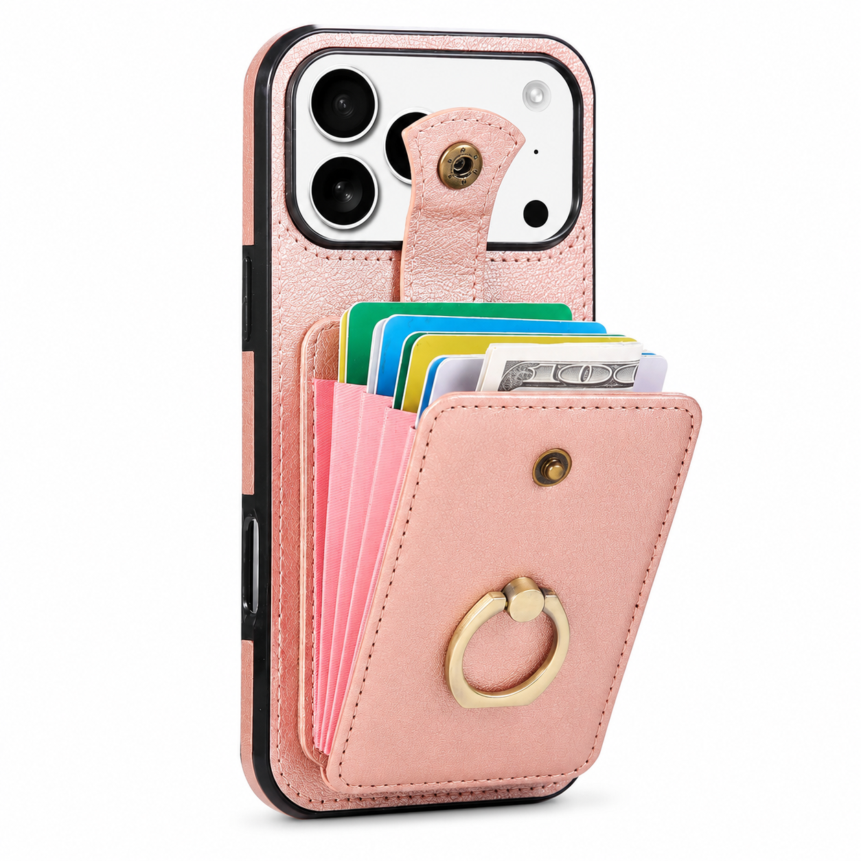 Premium iPhone Case Wallet Cover Card Holder RFID Blocking Ring Kickstand PU Leather Shockproof Protective Cover Anti Scratch Slim Full Protection