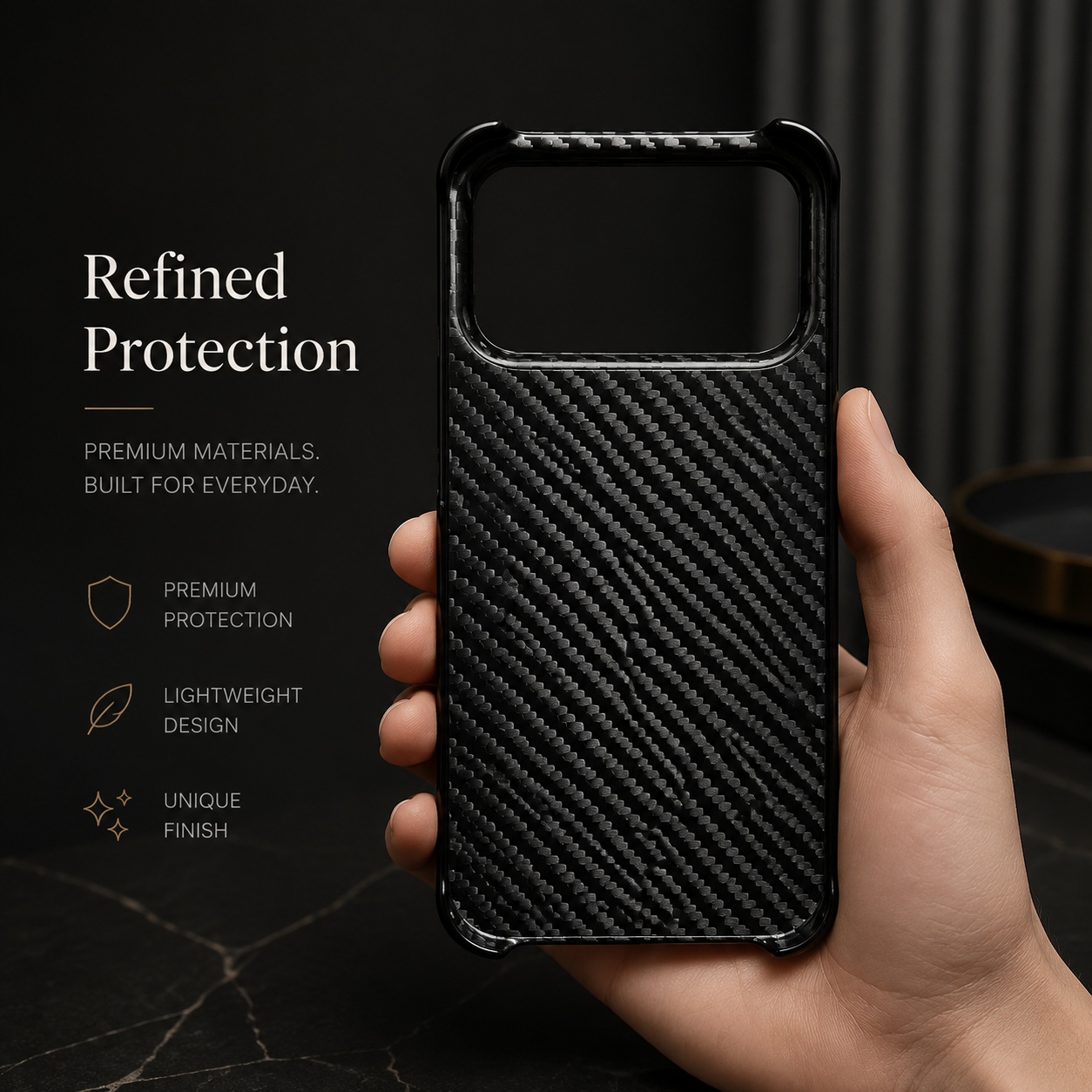 Premium iPhone Case Real Forged Carbon Fiber Cover Matte Glossy Shockproof Anti Fingerprint Non Slip Lightweight Slim Protective Design