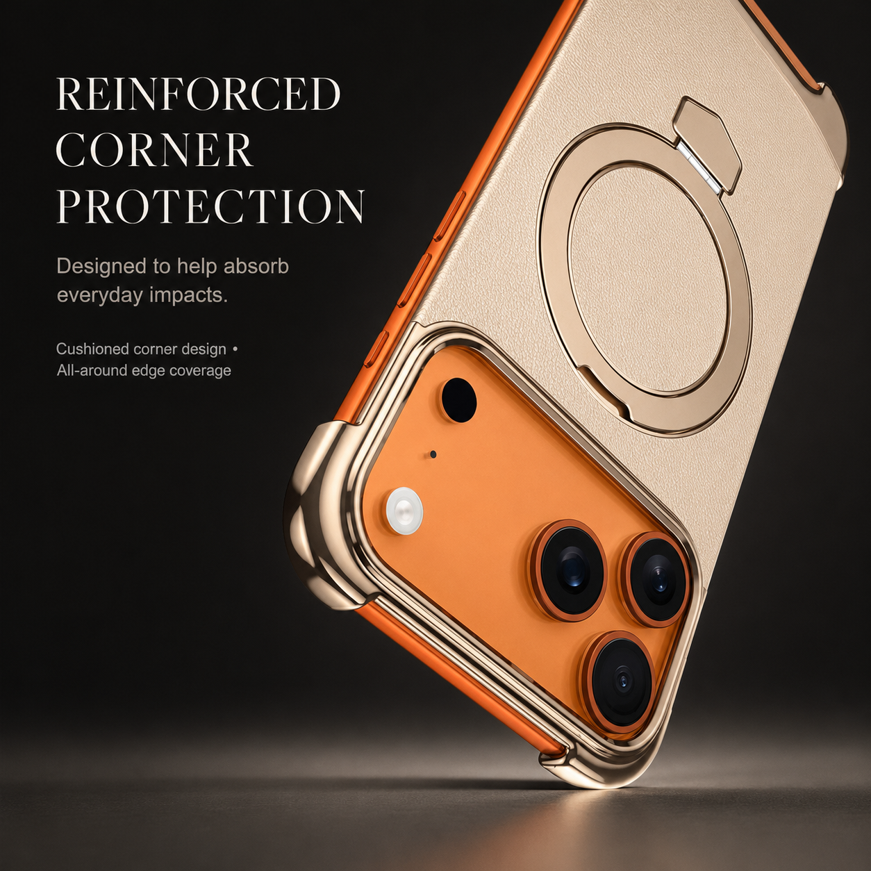 Premium iPhone Case MagSafe Compatible Frameless Magnetic Leather Back Metal Bumper Stand Shockproof Camera Lens Guard Ultra Thin Design