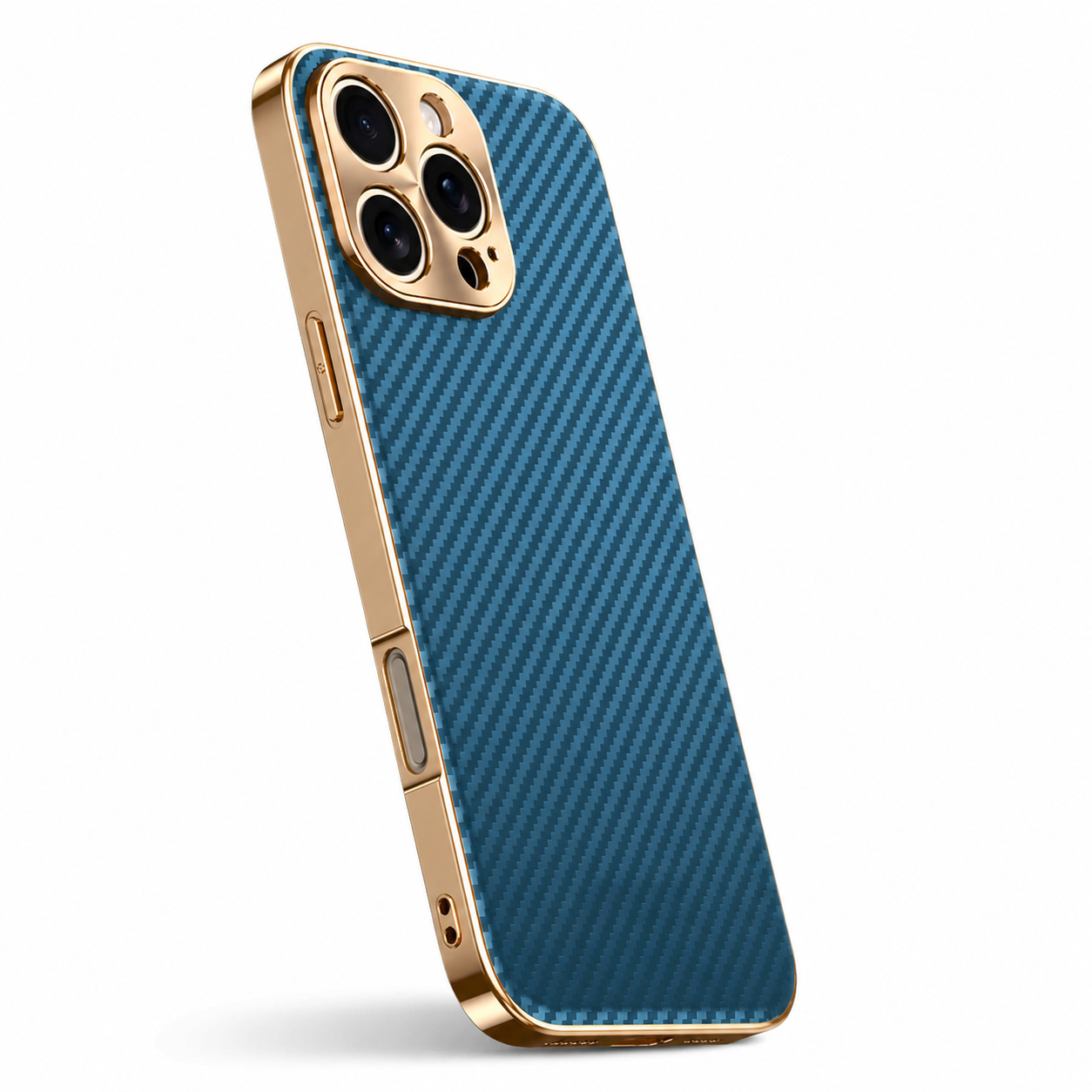 Premium iPhone Case Carbon Fiber Textured Leather Protective Cover Metal Camera Lens Guard Shockproof Slim Fit Durable Armor Design Full Coverage Case