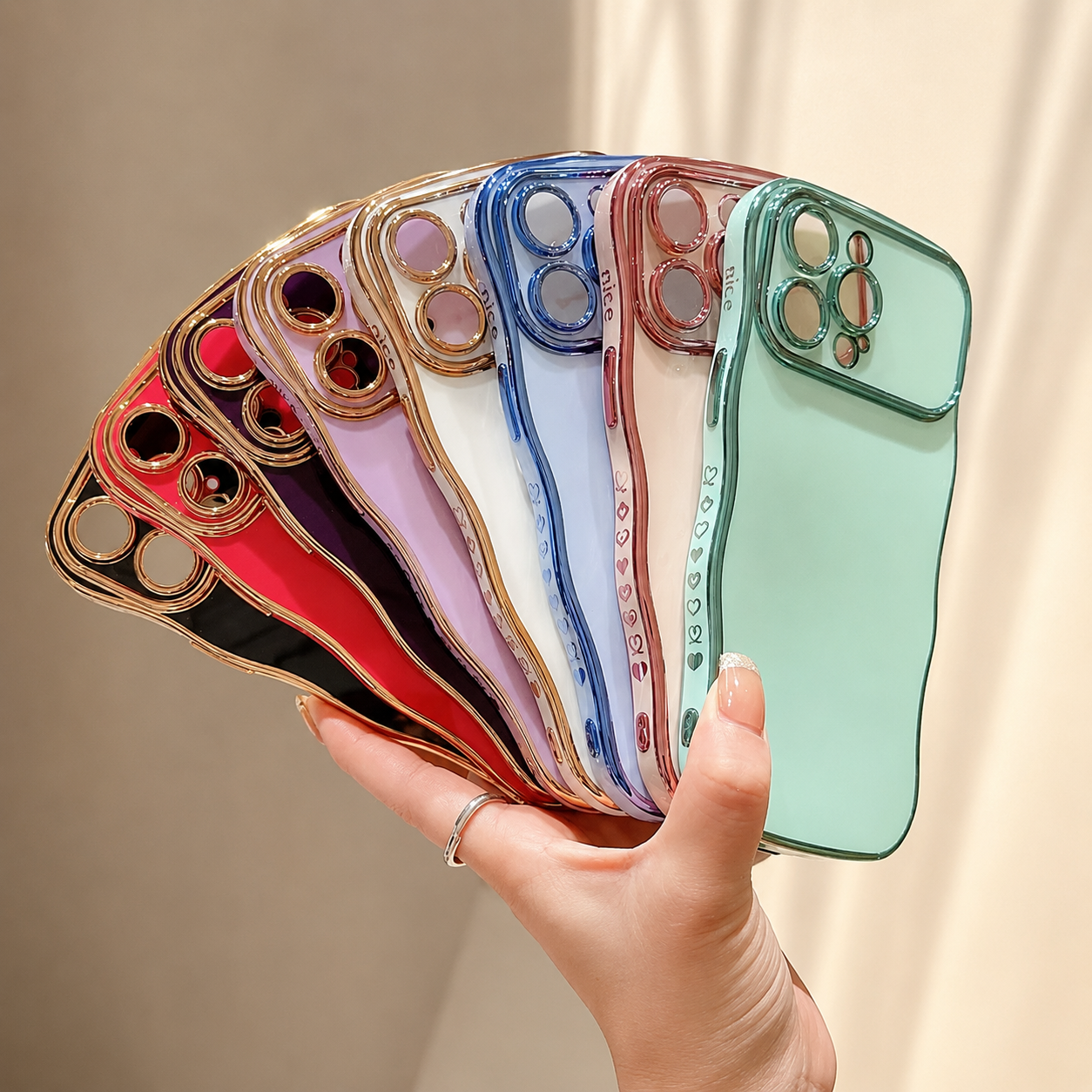 Premium iPhone Case MagSafe Compatible Transparent Plating Wave Heart Design Shockproof Protective Cover Camera Lens Protection Ultra Thin Full Coverage
