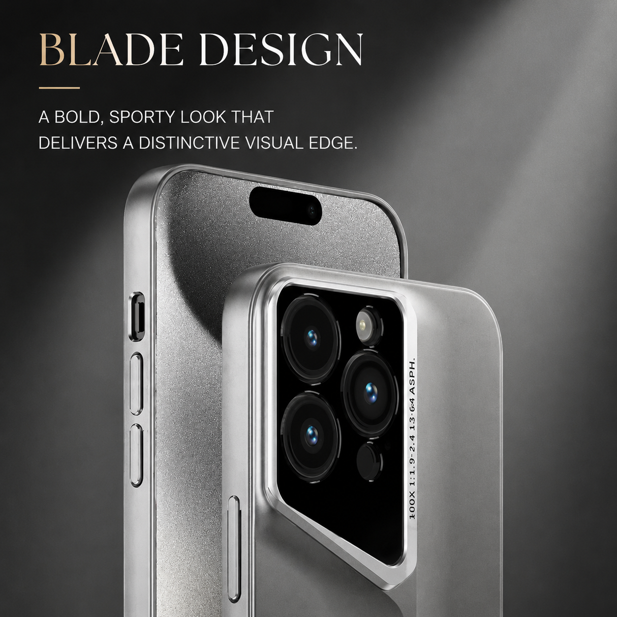 Premium iPhone Case Ultra Thin Titanium Finish Blade Style Shockproof Lens Protection Lightweight Half Wrapped Protective Cover Full Coverage Design