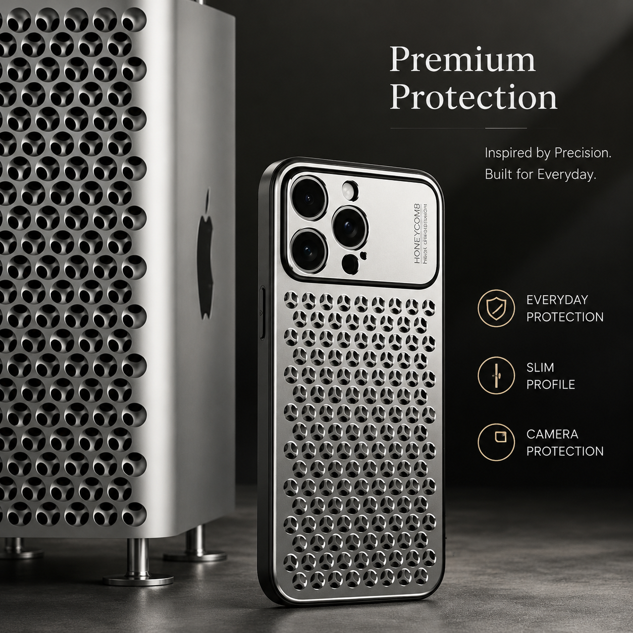 Premium iPhone Case Aluminum Alloy Protective Cover Breathable Metal Frame Shockproof Anti Fingerprint Scratch Resistant Slim Lightweight Design