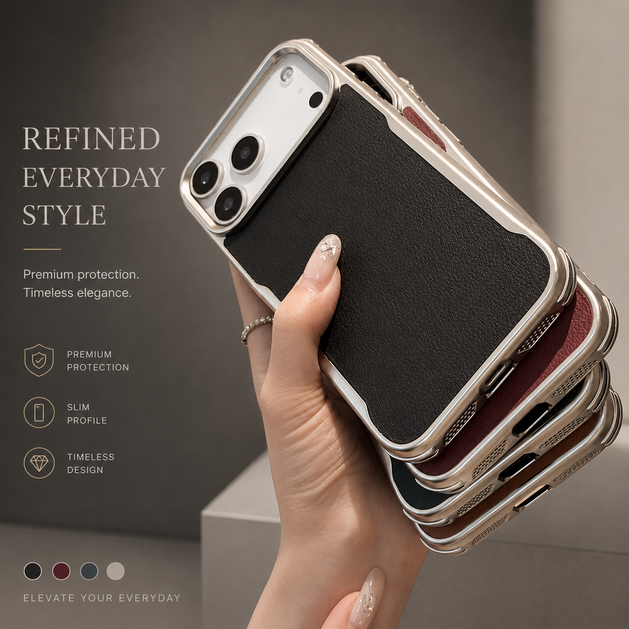 Premium iPhone Case MagSafe Compatible Magnetic PU Leather Protective Cover Metal Frame Shockproof Camera Lens Protection Anti Scratch Non Slip Full Coverage