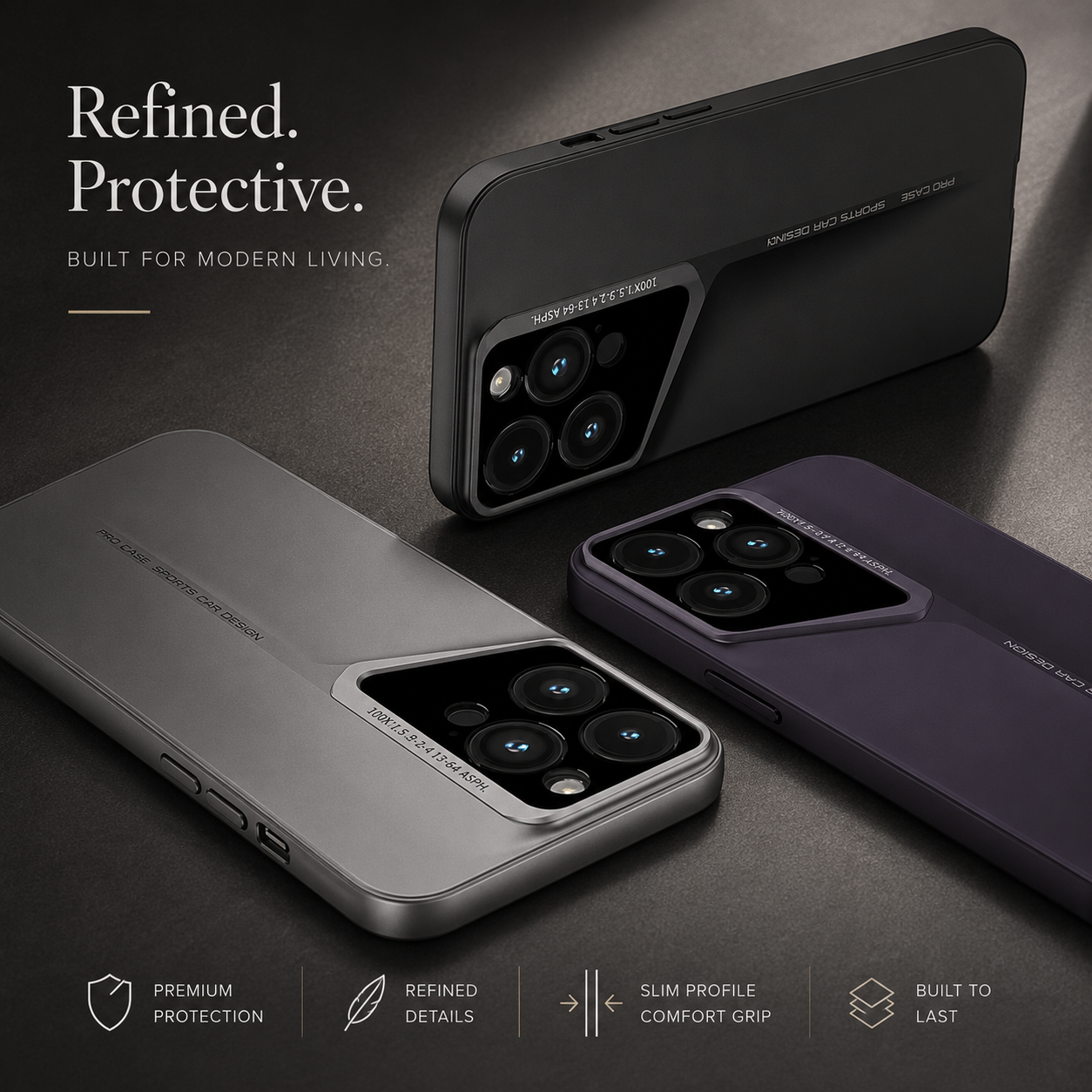 Premium iPhone Case Ultra Slim Matte Hard PC Cover Shockproof Anti Fingerprint Frosted Lens Protection Non Slip Full Coverage Protective Design