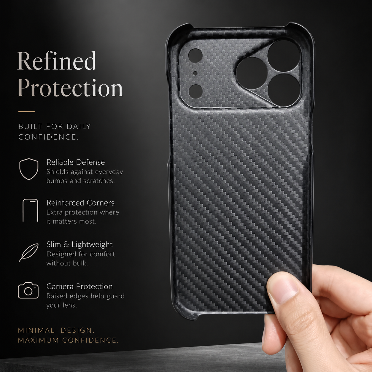 Premium iPhone Case Real Forged Carbon Fiber Cover Matte Glossy Shockproof Anti Fingerprint Non Slip Lightweight Slim Protective Design