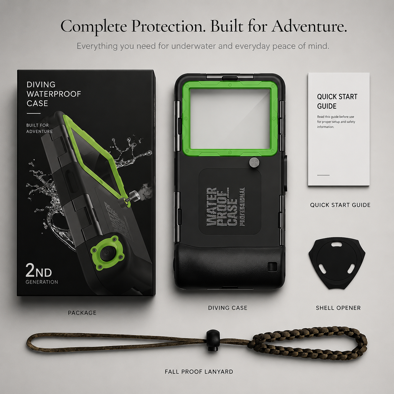 Premium Waterproof iPhone Case IP68 Protective Cover Full Body Shockproof Anti Scratch Sealed Underwater Protection Lanyard Durable Design Case