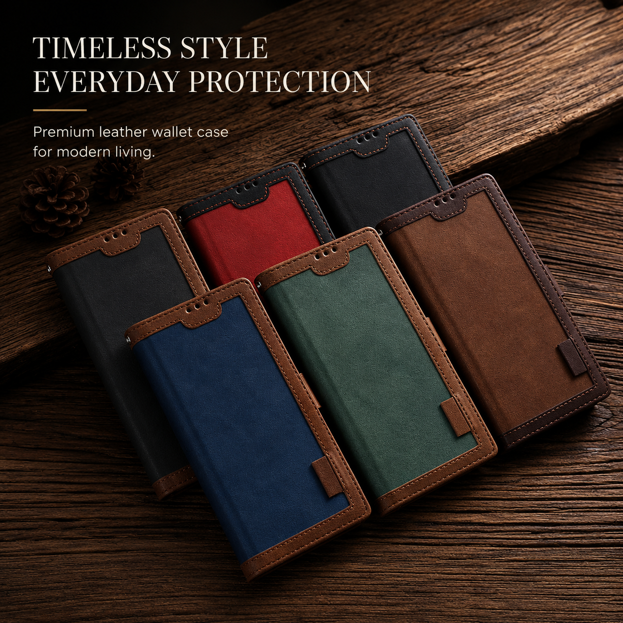 Premium iPhone Case Leather Wallet Flip Cover MagSafe Compatible Card Holder Magnetic Closure Shockproof Camera Protection Stand Full Coverage