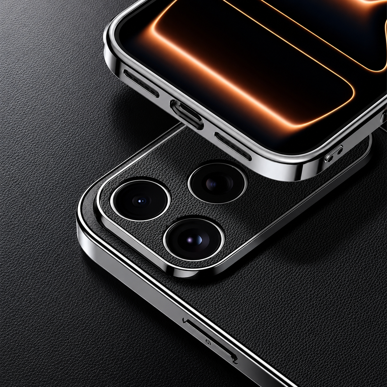 Premium iPhone Case Genuine Leather Cover Shockproof Protective Frame Full Camera Lens Protection Anti Slip Matte Finish Slim Full Coverage