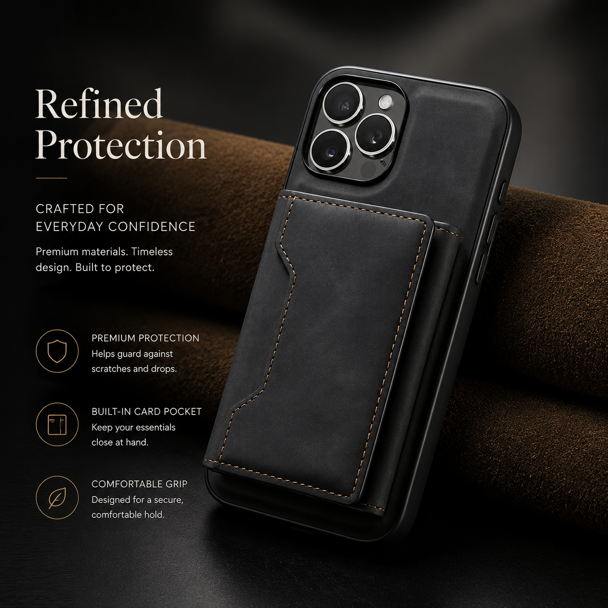Premium iPhone Case Magnetic Leather Wallet Cover Card Holder Kickstand Money Slot Shockproof Protective Cover Anti Scratch Slim Half Wrapped