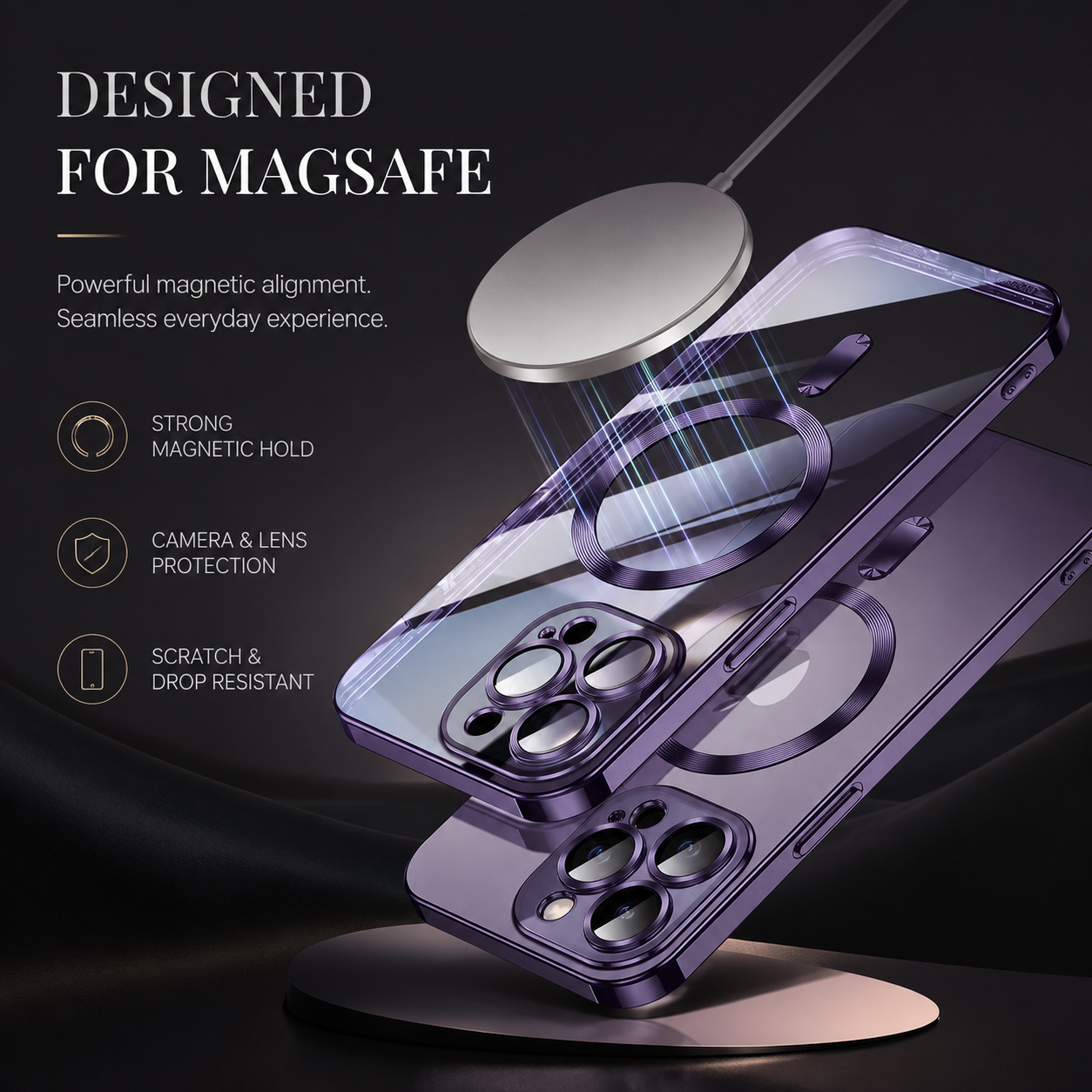 Premium iPhone Case MagSafe Compatible Magnetic Protective Cover Shockproof Camera Lens Protection Slim TPU Plating Frame Anti Scratch Full Coverage
