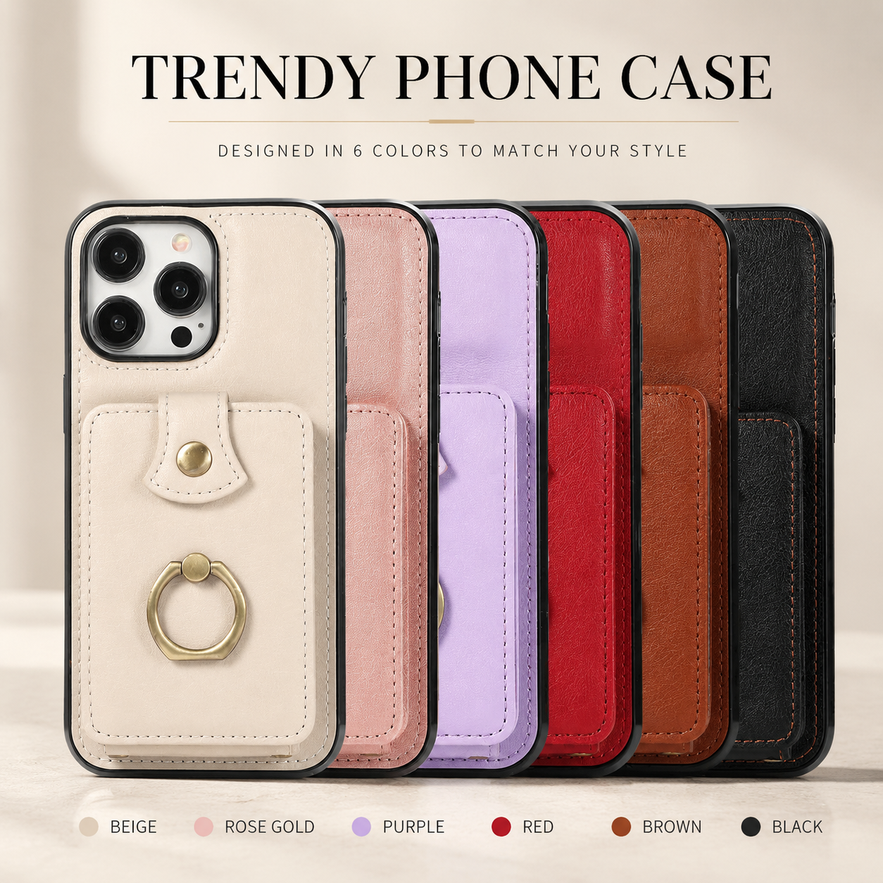 Premium iPhone Case Wallet Cover Card Holder RFID Blocking Ring Kickstand PU Leather Shockproof Protective Cover Anti Scratch Slim Full Protection