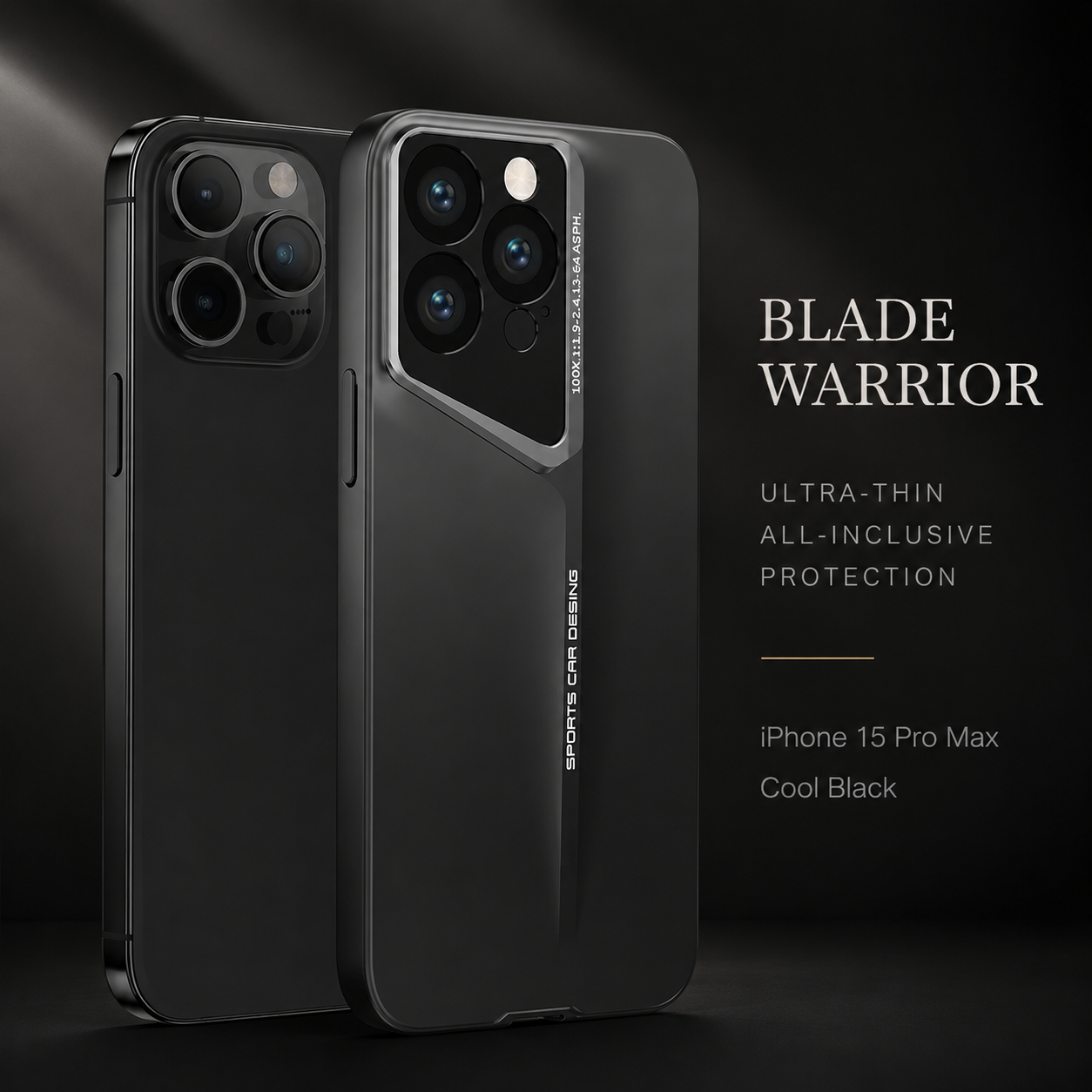 Premium iPhone Case Ultra Thin Titanium Finish Blade Style Shockproof Lens Protection Lightweight Half Wrapped Protective Cover Full Coverage Design