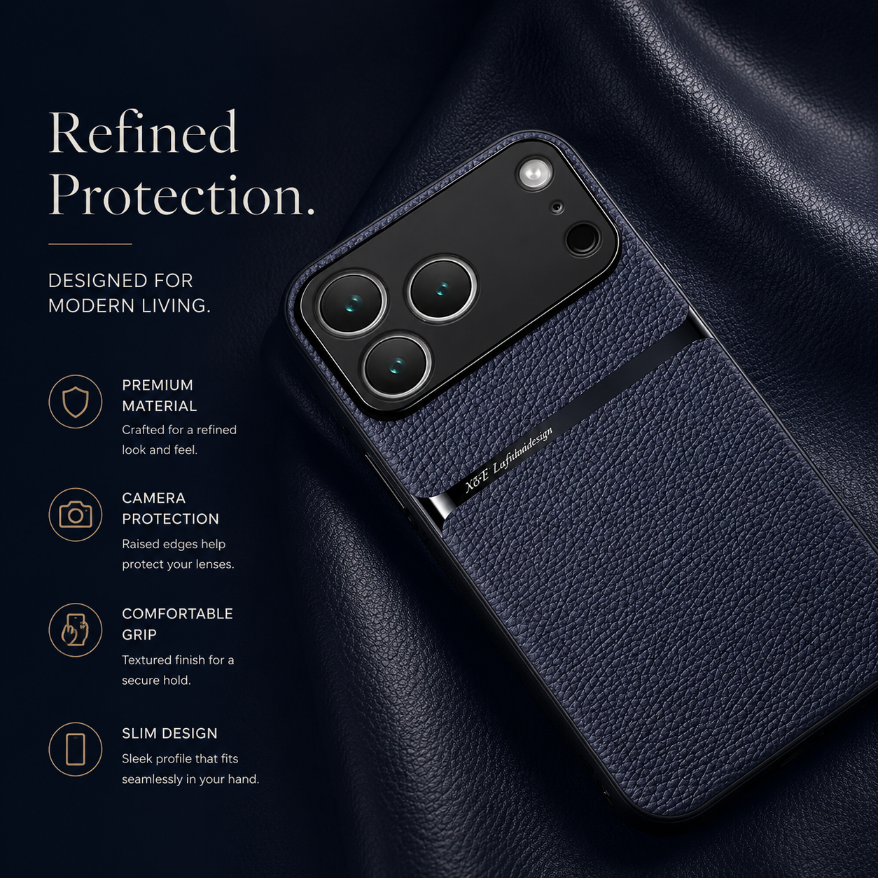 Premium iPhone Case Leather Pattern Silicone Back Cover Shockproof Protective Armor Full Coverage Slim Anti Slip Durable Design Protective Phone Case
