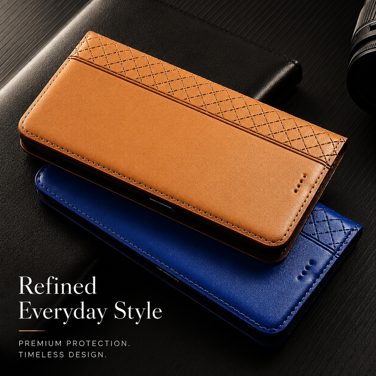 Premium iPhone Wallet Case Genuine Nappa Leather Flip Cover Card Holder Magnetic Closure Shockproof Full Body Slim Business Design Protective Case