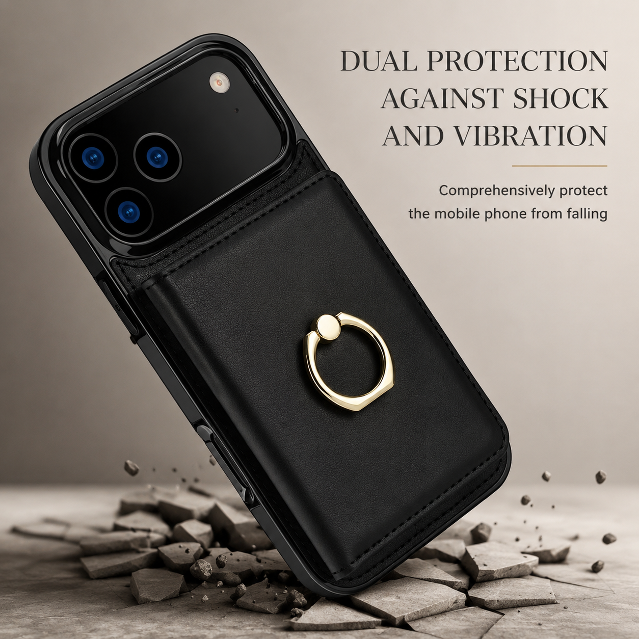 Premium iPhone Case Wallet Flip Cover Card Holder Magnetic Clasp Ring Kickstand PU Leather Shockproof Protective Cover Anti Scratch Full Protection Slim