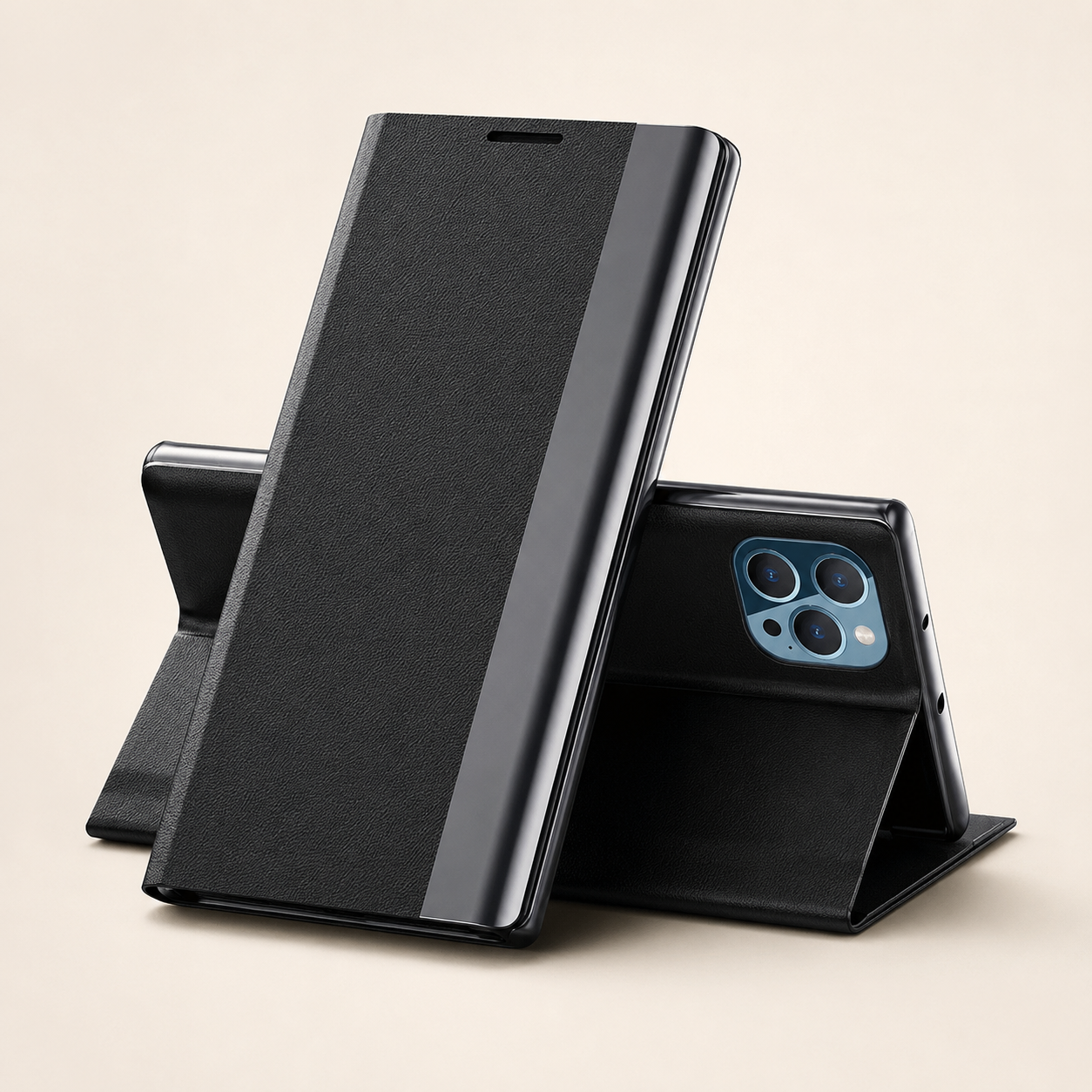 Premium iPhone Flip Wallet Case MagSafe Compatible Magnetic Card Holder Shockproof Protective Cover PU Leather Stand Full Screen Protection Slim Design