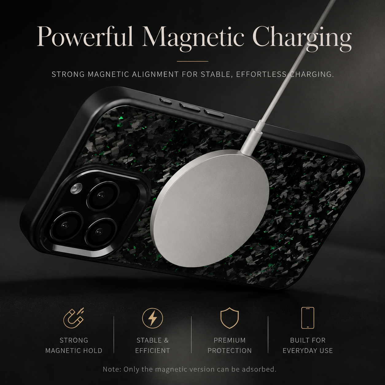 Premium iPhone Case MagSafe Compatible Forged Carbon Fiber Cover Dual Layer Shockproof Metal Lens Frame Button Protection Full Coverage Lightweight Design