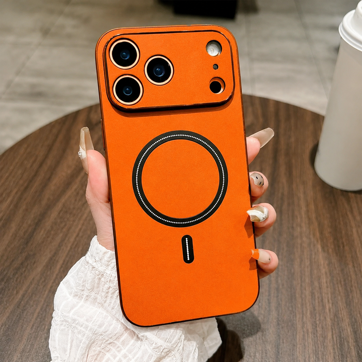 Premium iPhone Case Magnetic Leather Finish MagSafe Compatible Wireless Charging Shockproof PC TPU Slim Full Coverage Anti Scratch Protective Design