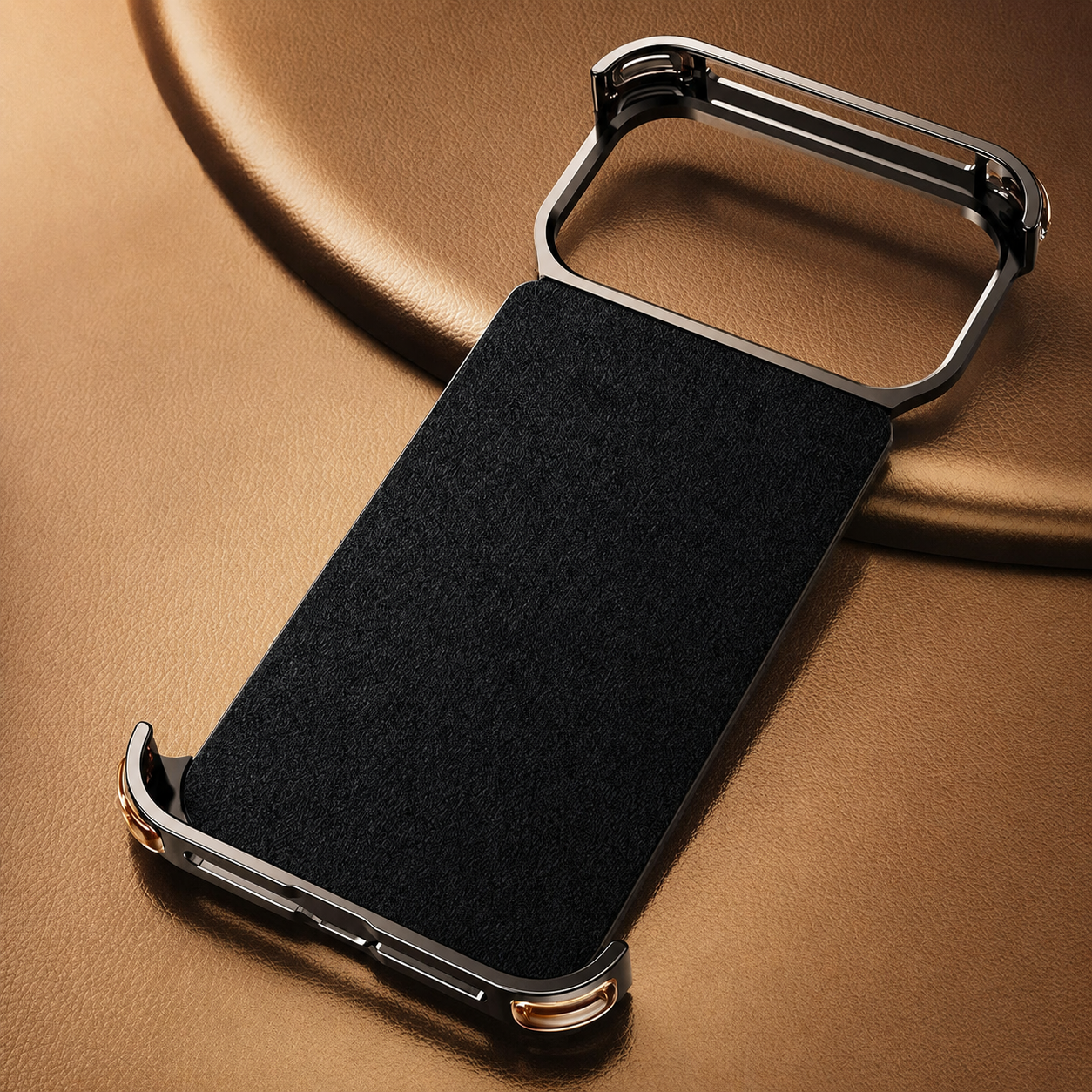Premium iPhone Case Genuine Leather Magnetic Cover MagSafe Compatible Frameless Rotating Stand Ring Shockproof Anti Drop Protection Slim Profile