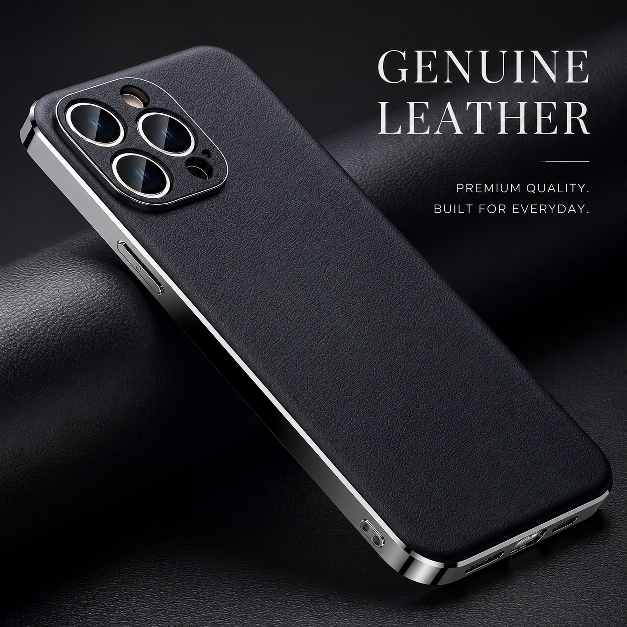 Premium iPhone Case Genuine Cowhide Leather Protective Cover MagSafe Compatible Camera Lens Protection Shockproof Plating Frame Slim Full Coverage