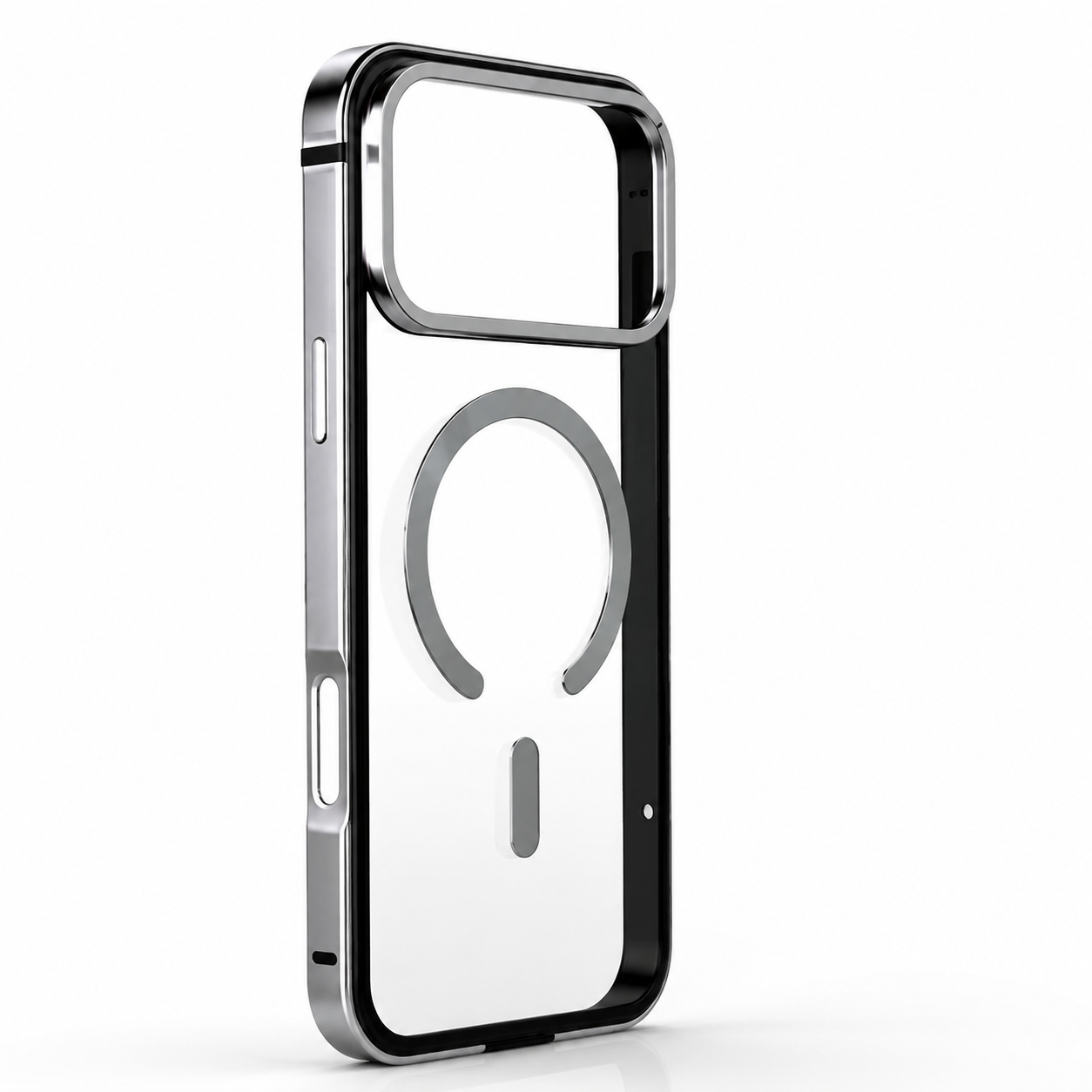 Premium iPhone Case MagSafe Compatible Magnetic Aluminum Frame Clear Back Cover Shockproof Protective Camera Lens Guard Slim Full Coverage