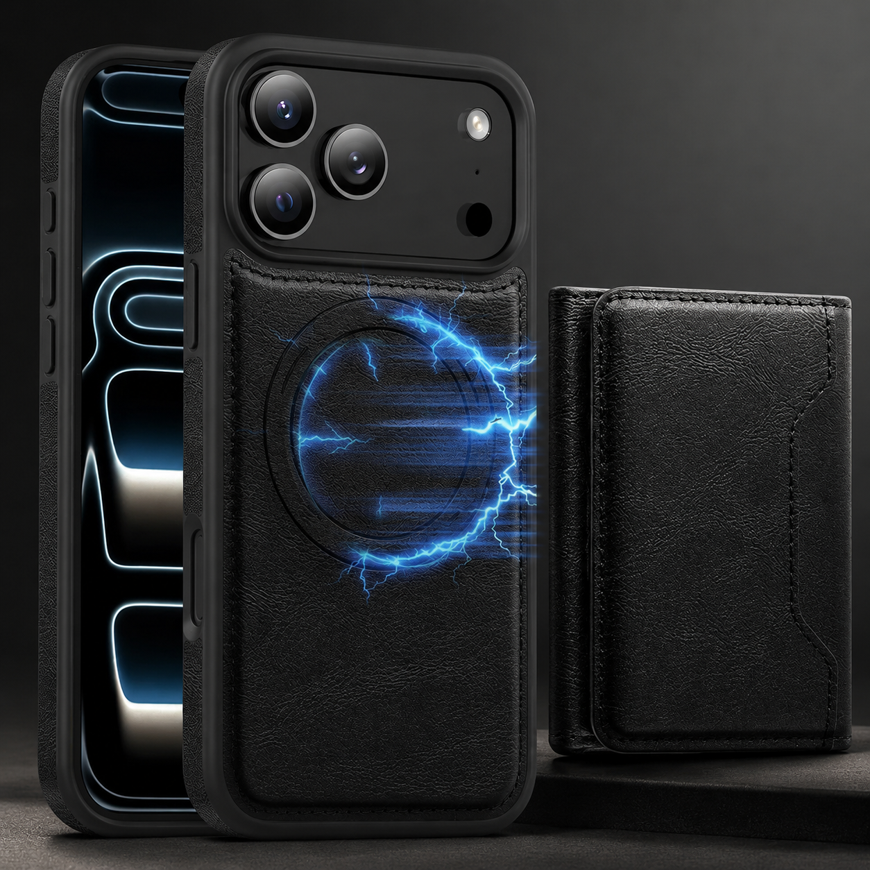Premium iPhone Case MagSafe Compatible PU Leather Wallet Cover Card Holder Magnetic Shockproof Protective Anti Scratch Non Slip Full Coverage Design