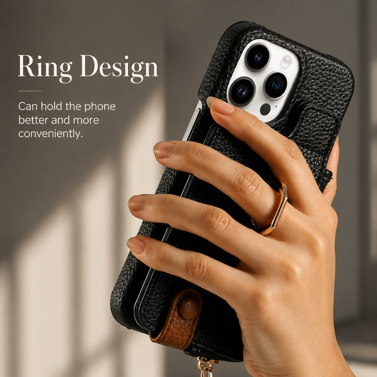 Premium iPhone Case Leather Zipper Wallet Cover MagSafe Compatible Card Holder Ring Kickstand Magnetic Closure Shockproof Camera Protection Full Coverage