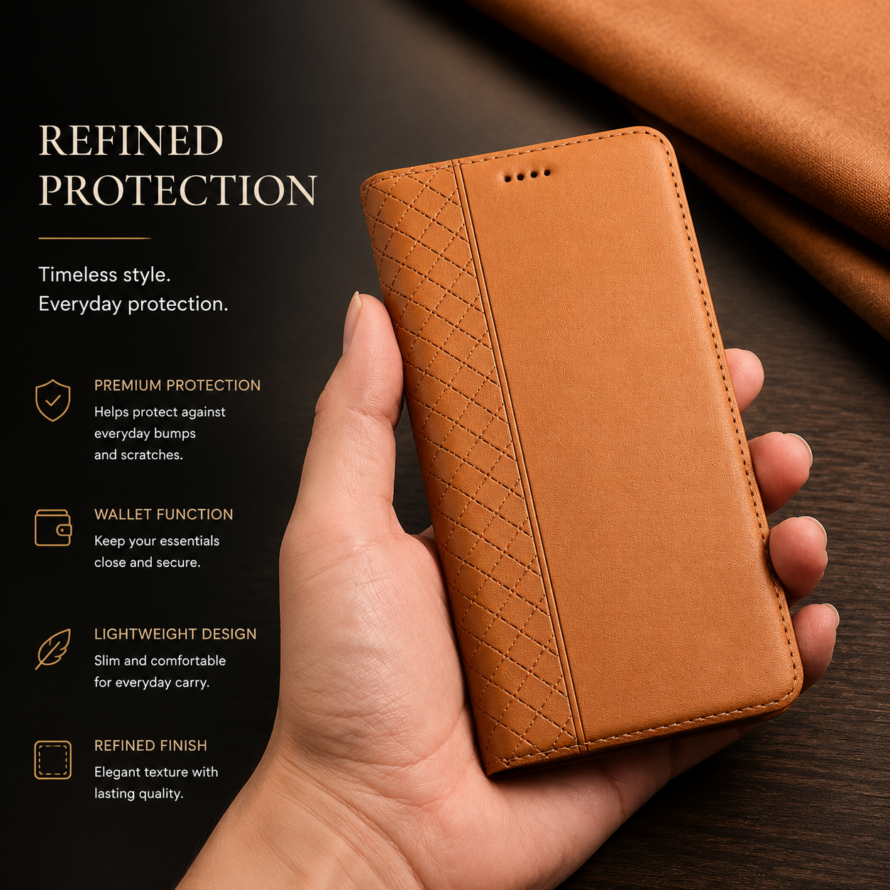 Premium iPhone Wallet Case Genuine Nappa Leather Flip Cover Card Holder Magnetic Closure Shockproof Full Body Slim Business Design Protective Case
