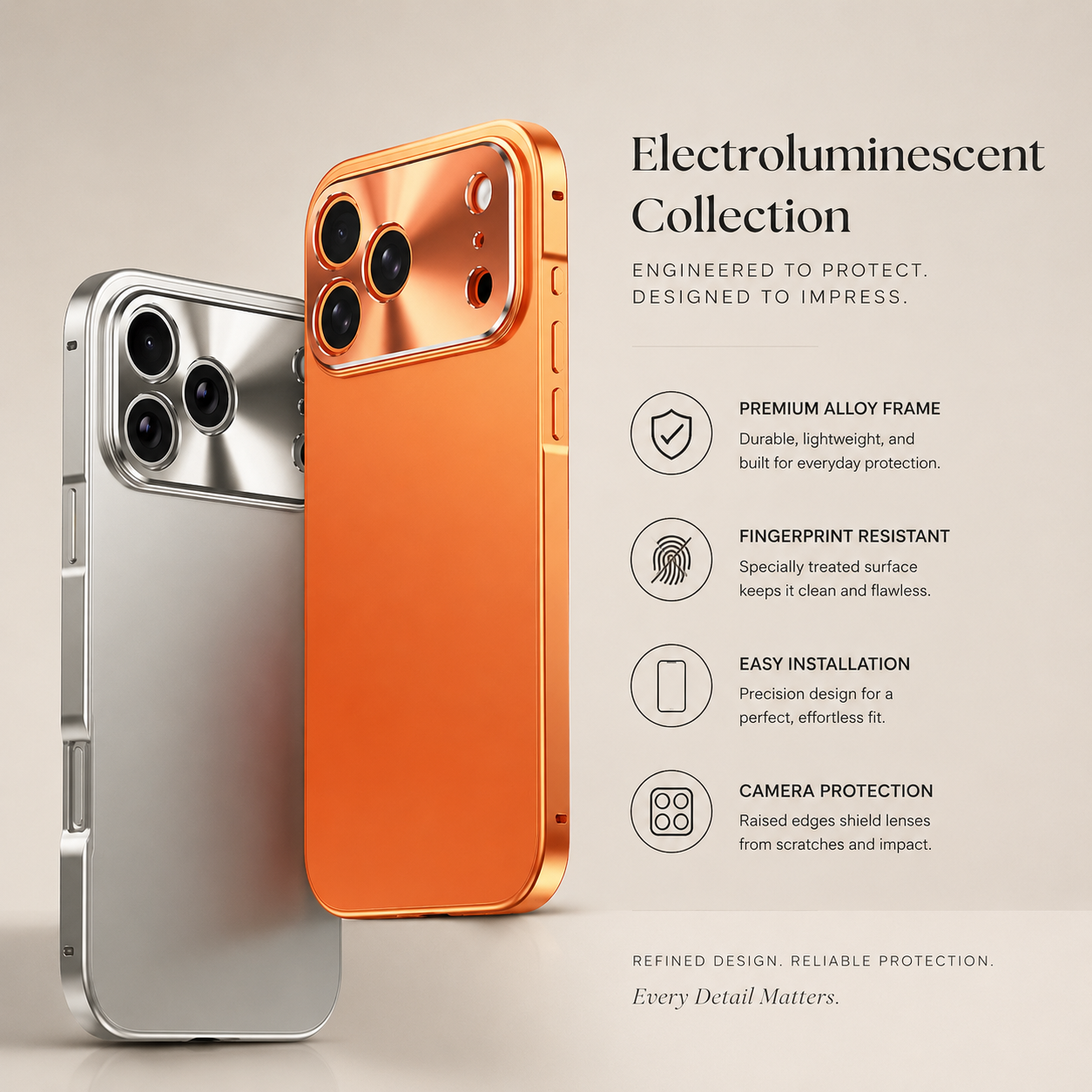 Premium iPhone Case Ultra Thin Aluminum Frame Frosted Matte Back Cover Shockproof Protective Camera Lens Guard Slim Design Full Coverage Anti Fingerprint