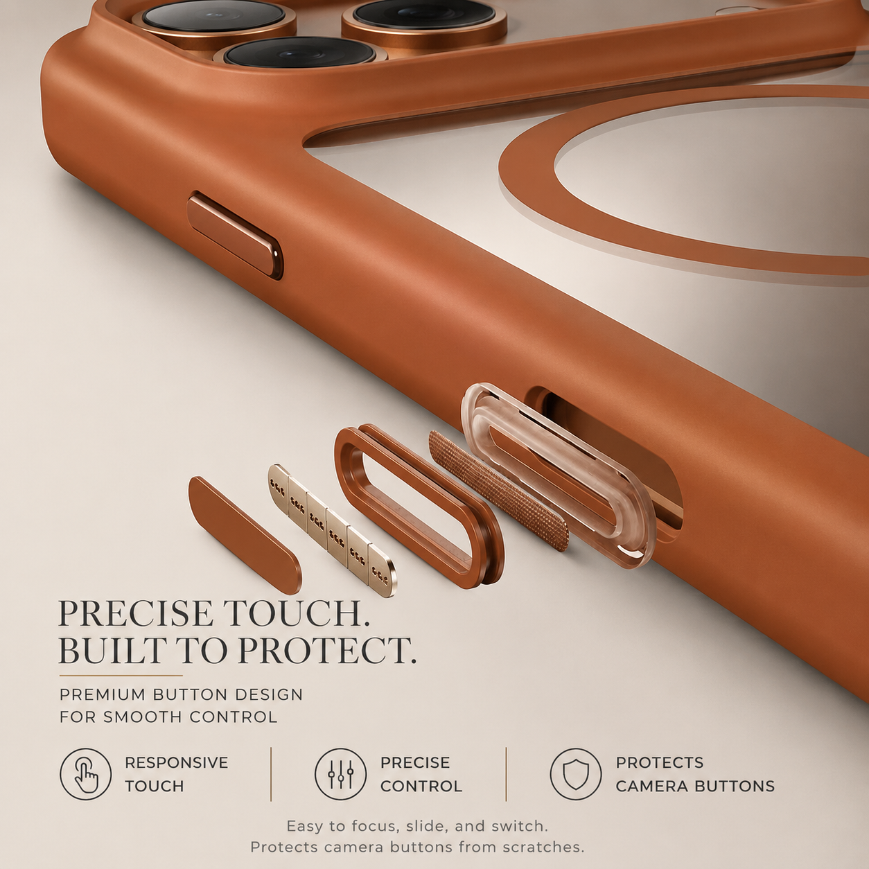 Premium iPhone Case MagSafe Compatible Clear Transparent Back Shockproof Armor Protective Cover Camera Control Button Anti Scratch Slim Full Coverage Design