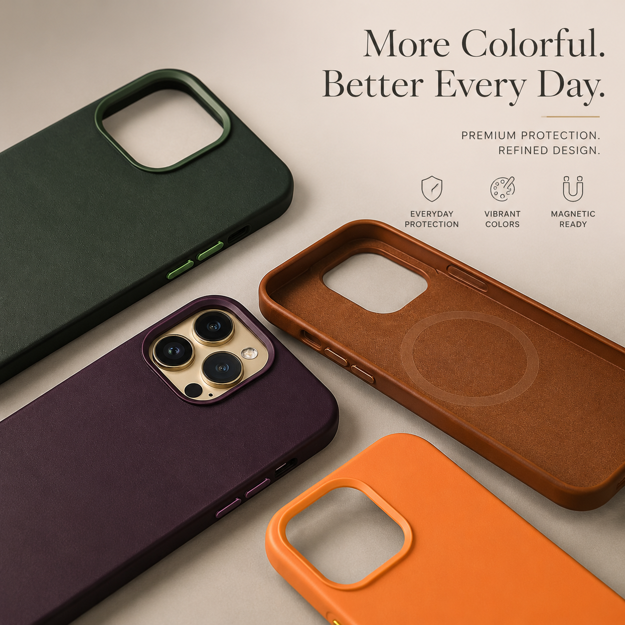 Premium iPhone Case MagSafe Compatible Leather Cover Magnetic Back Shockproof Protective Cover Anti Scratch Slim Half Wrapped Design