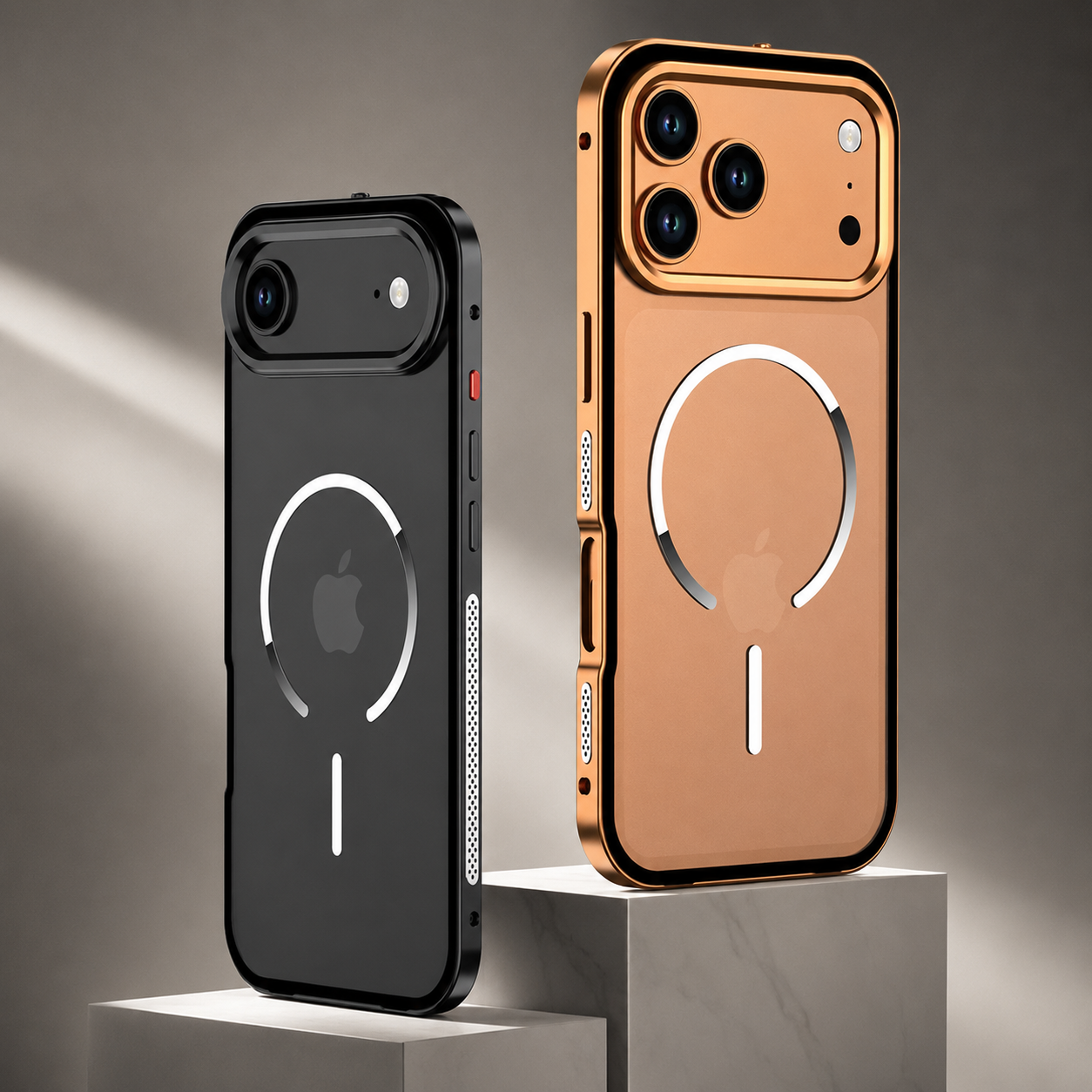 Premium iPhone Case MagSafe Compatible Magnetic Aluminum Frame Frosted Matte Shockproof Protective Camera Lens Protection Slim Design Full Coverage