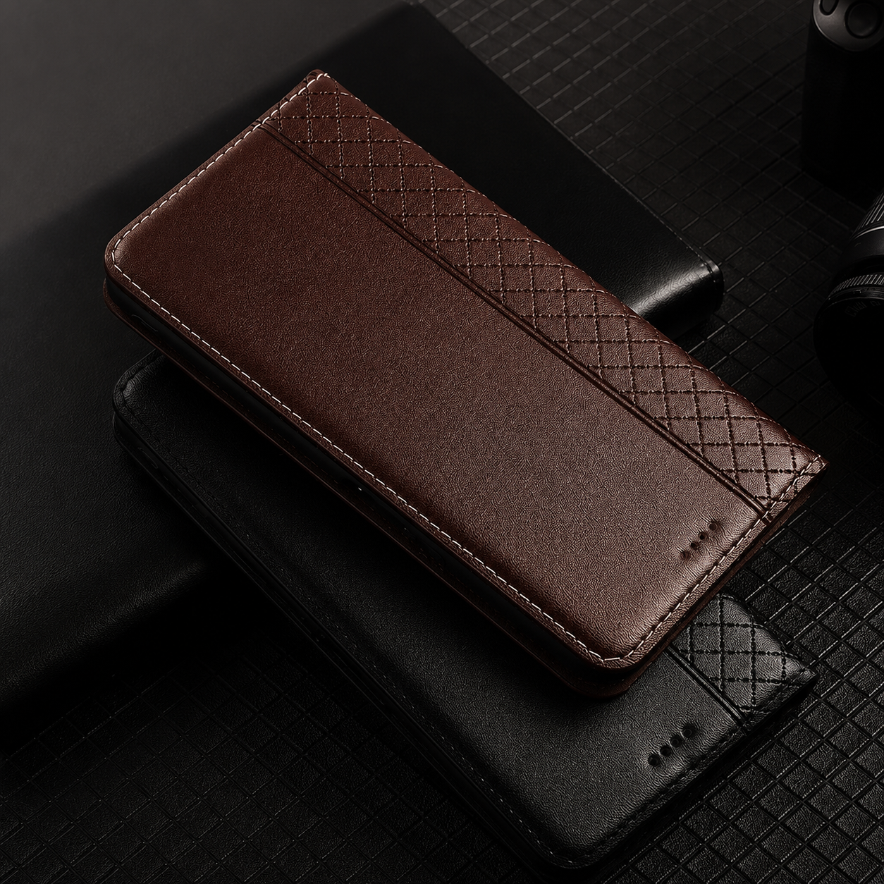 Premium iPhone Wallet Case Genuine Nappa Leather Flip Cover Card Holder Magnetic Closure Shockproof Full Body Slim Business Design Protective Case