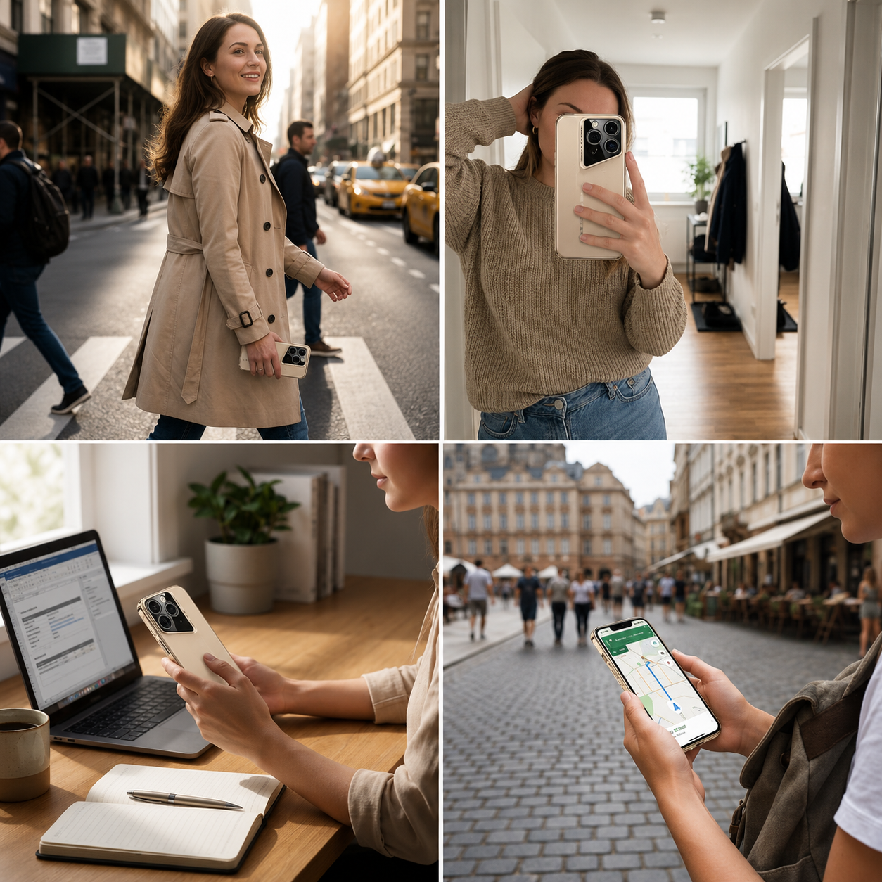 Premium iPhone Case Genuine Leather Shockproof Protective Cover Electroplated Hard Back Camera Lens Protection Anti Slip Grip Slim Full Coverage