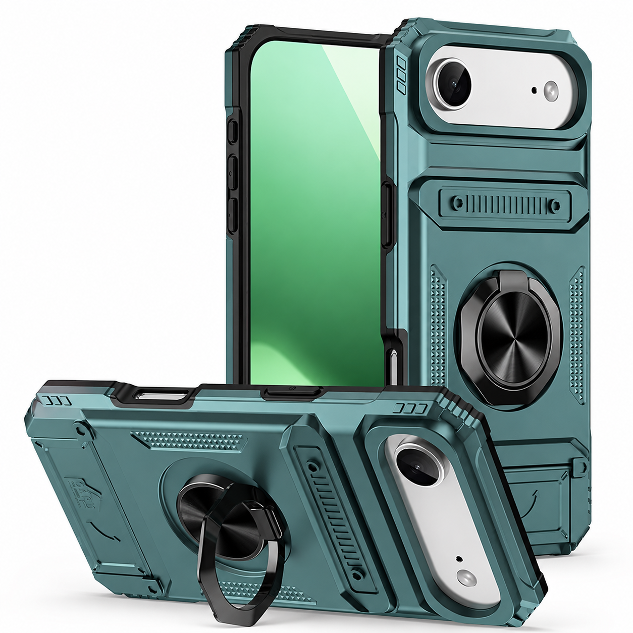 Premium iPhone Case Magnetic Rotating Ring Kickstand Wallet Cover Shockproof Card Holder Heavy Duty Protective Full Coverage Anti Scratch Design