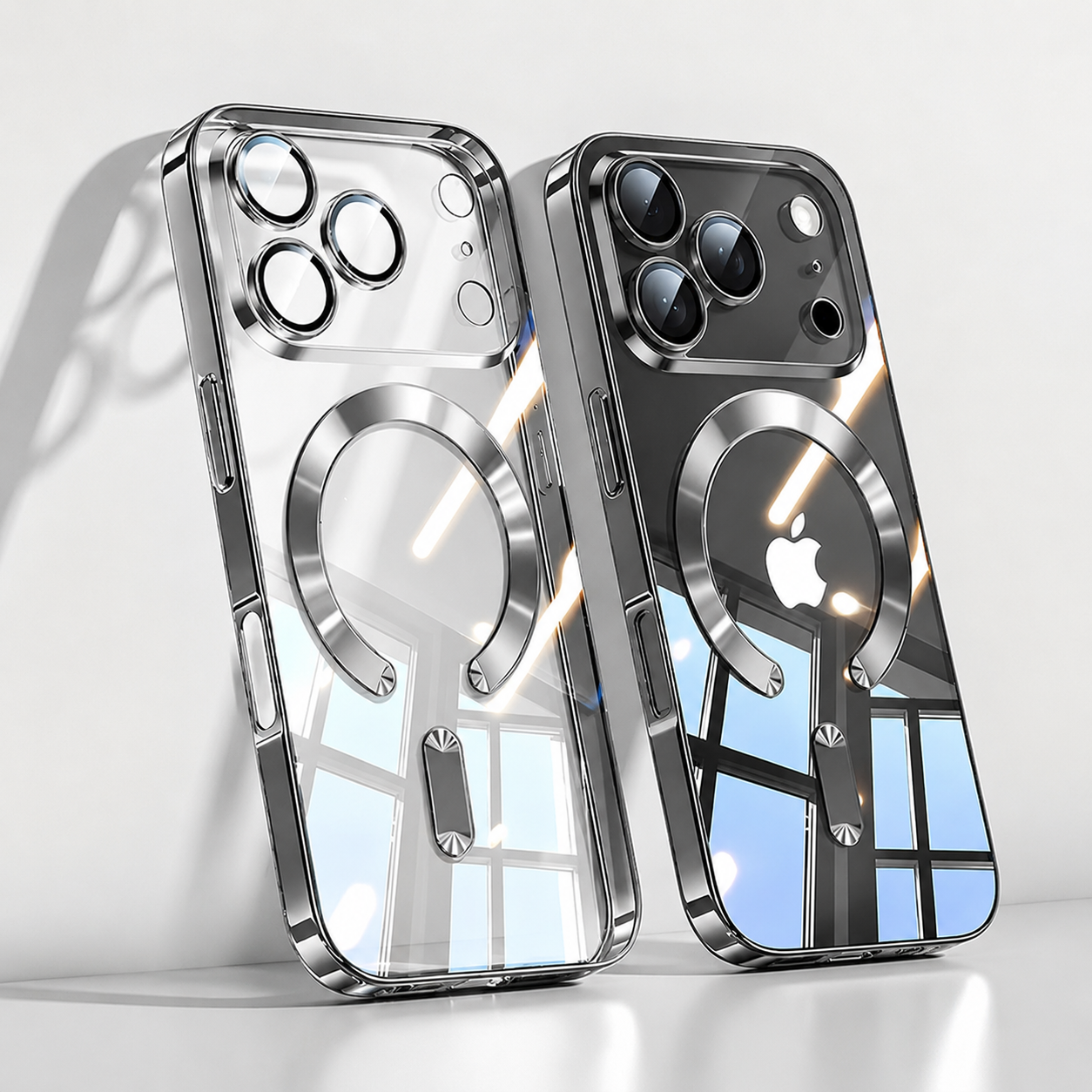 Premium iPhone Case Magnetic Clear Cover MagSafe Compatible Wireless Charging Soft TPU Shock Absorbing Transparent Plating Finish Slim Full Coverage Design